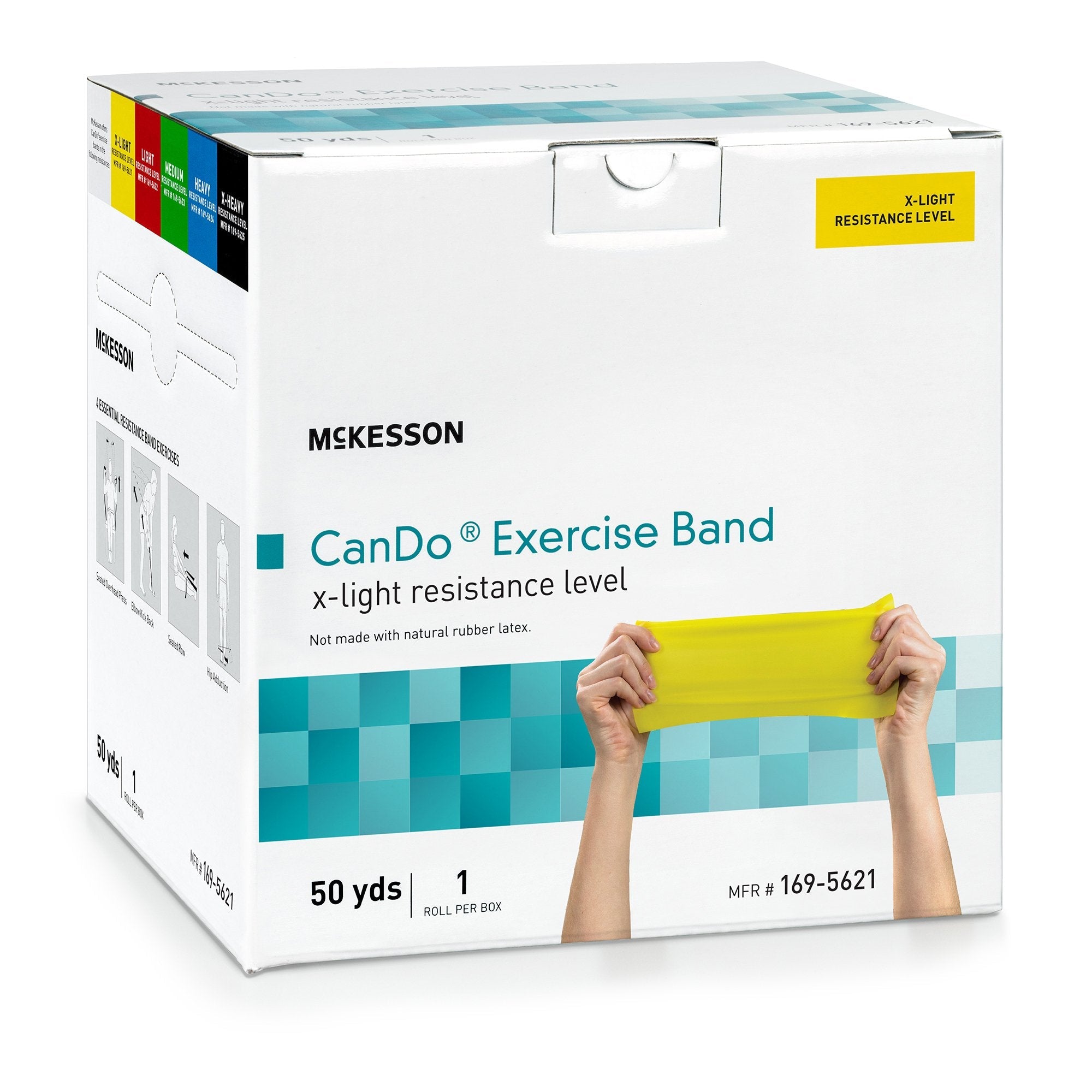 McKesson CanDo® Exercise Resistance Band, Yellow, 5 Inch x 50 Yard, X-Light Resistance (1 Unit)