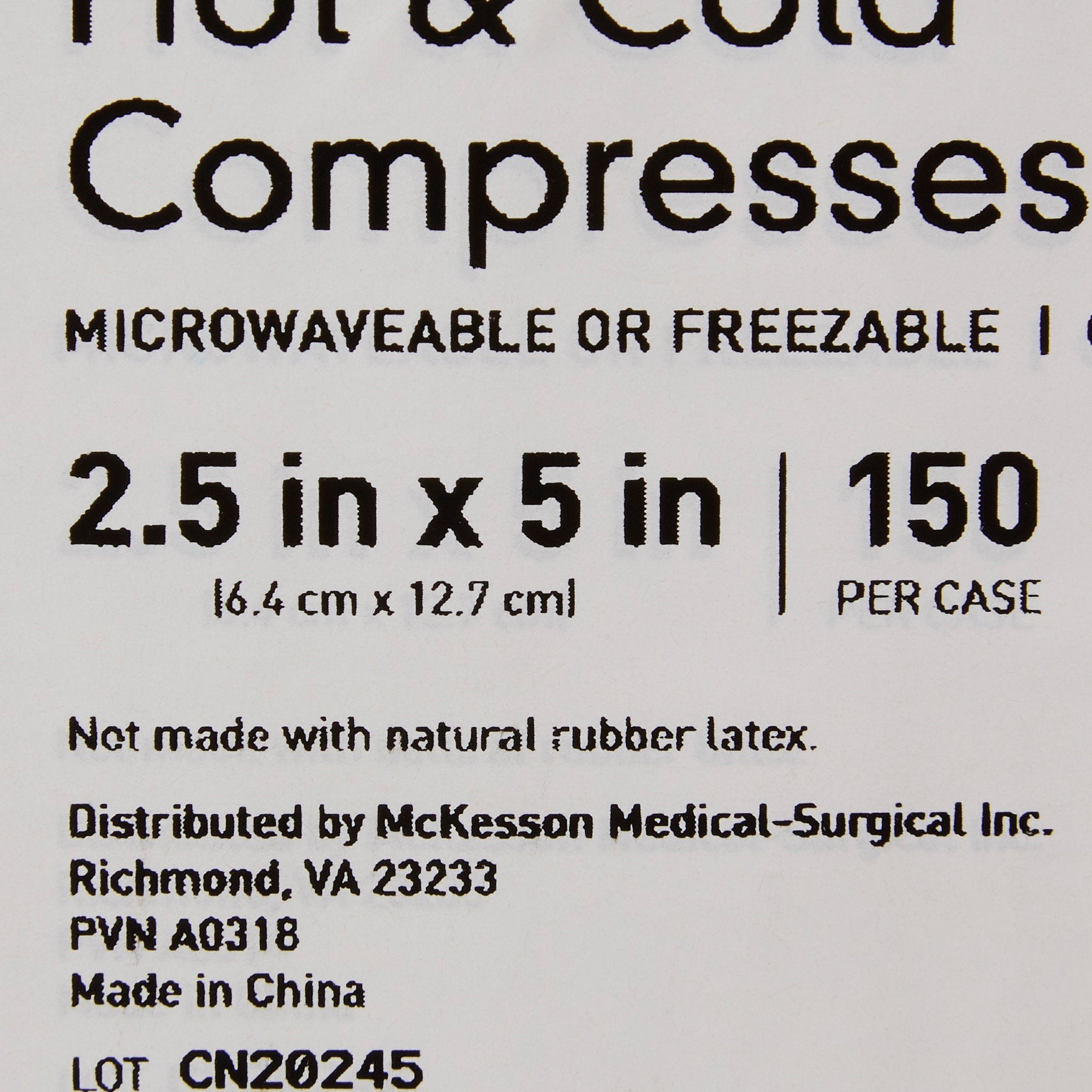 McKesson Cold and Hot Compress Pack, Reusable, 2-1/2 x 5 Inch (150 Units)