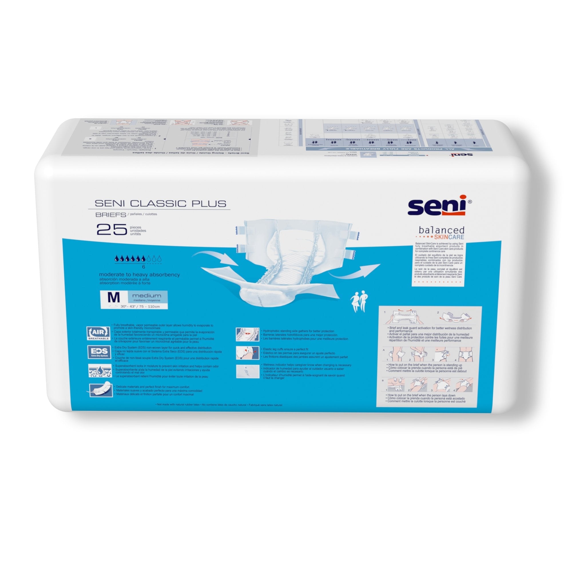Seni® Classic Plus Moderate to Heavy Absorbency Incontinence Brief, Medium (25 Units)