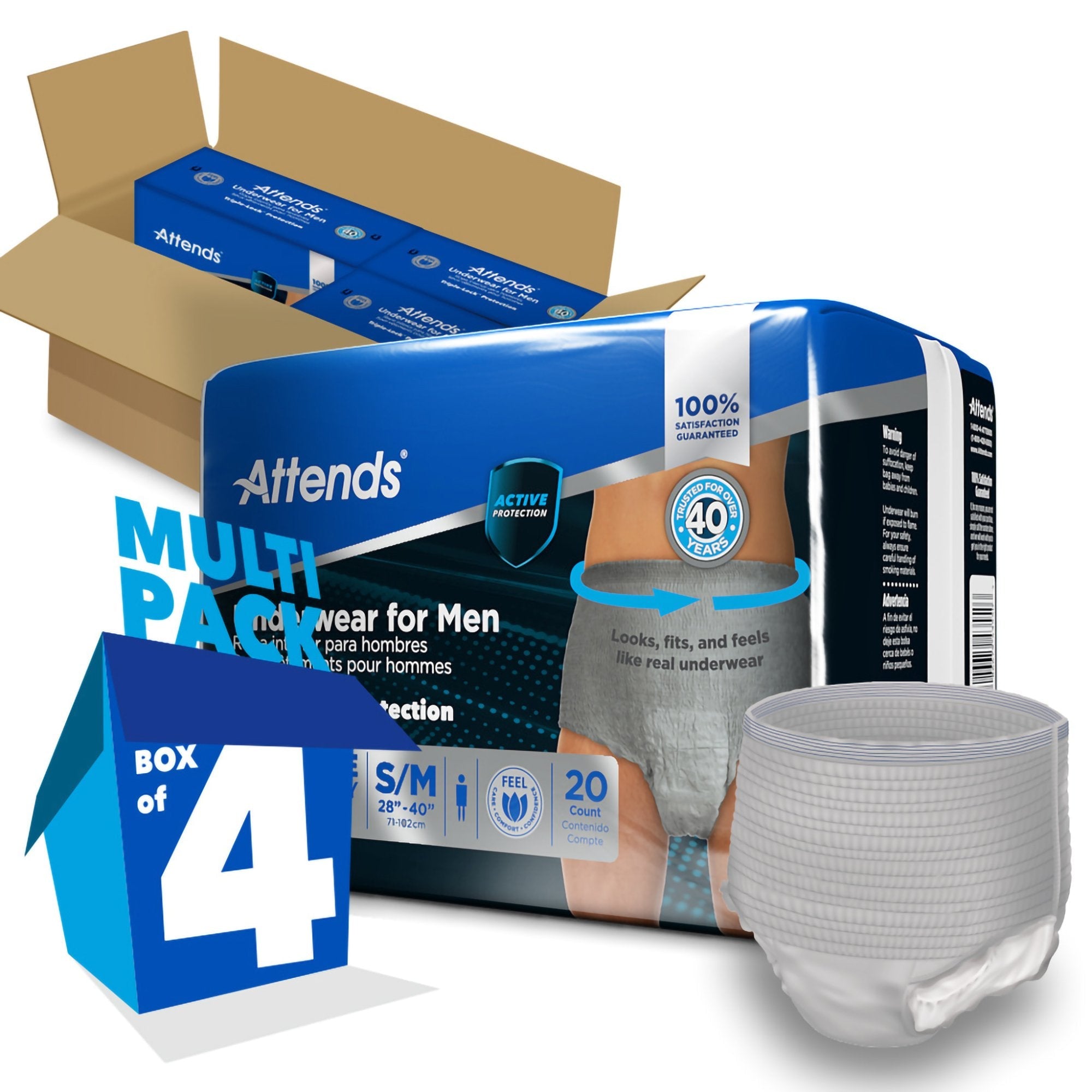 Attends® Discreet Men's Underwear, Level 5, Small / Medium (20 Units)