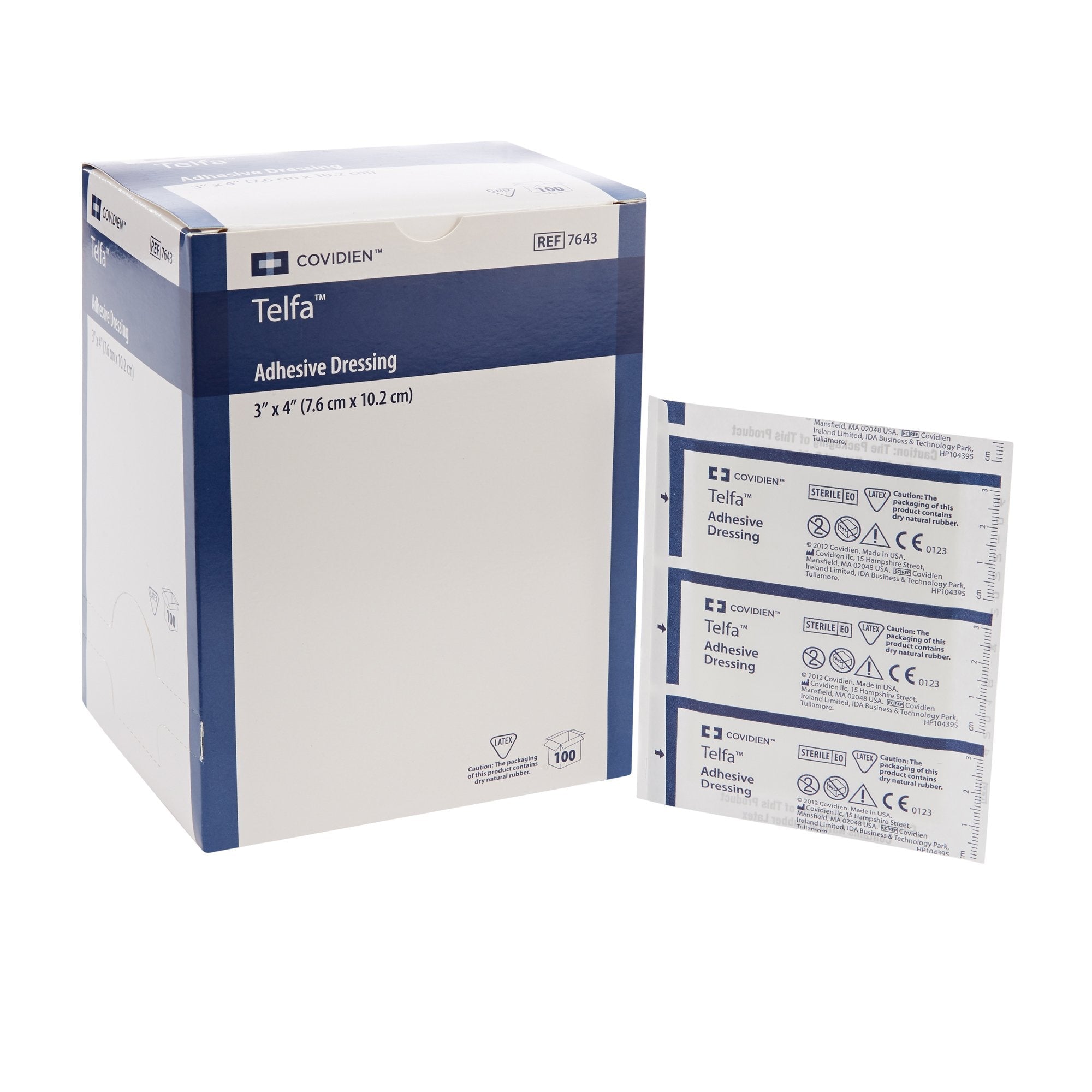 Telfa™ Adhesive Dressing, 3 x 4 Inch (100 Units)