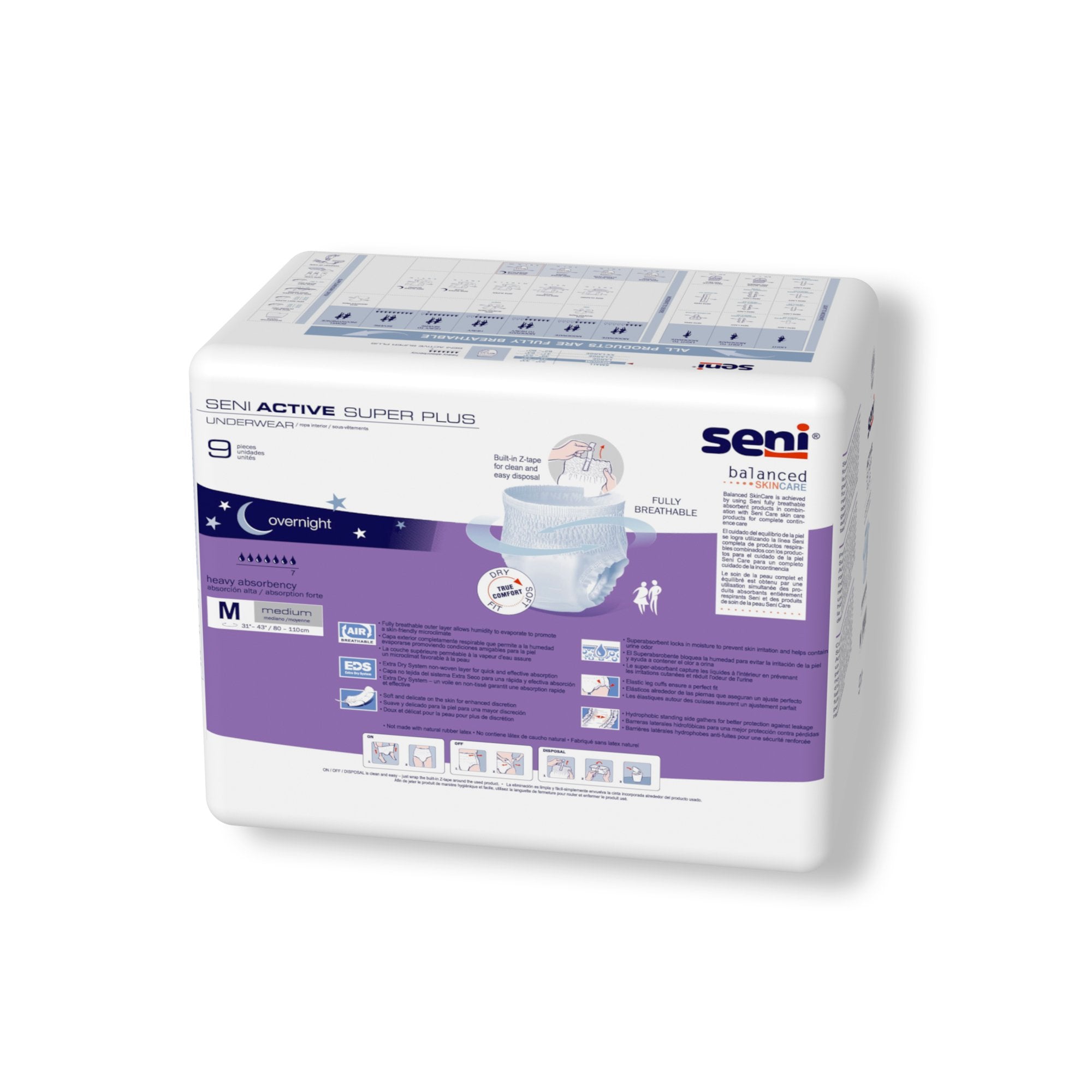 Seni® Active Super Plus Heavy Absorbent Underwear, Medium (9 Units)