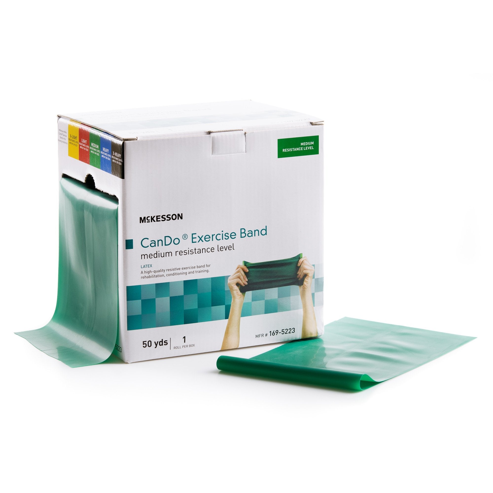 McKesson Exercise Resistance Band, Green, 5 Inch x 50 Yard, Medium Resistance (1 Unit)