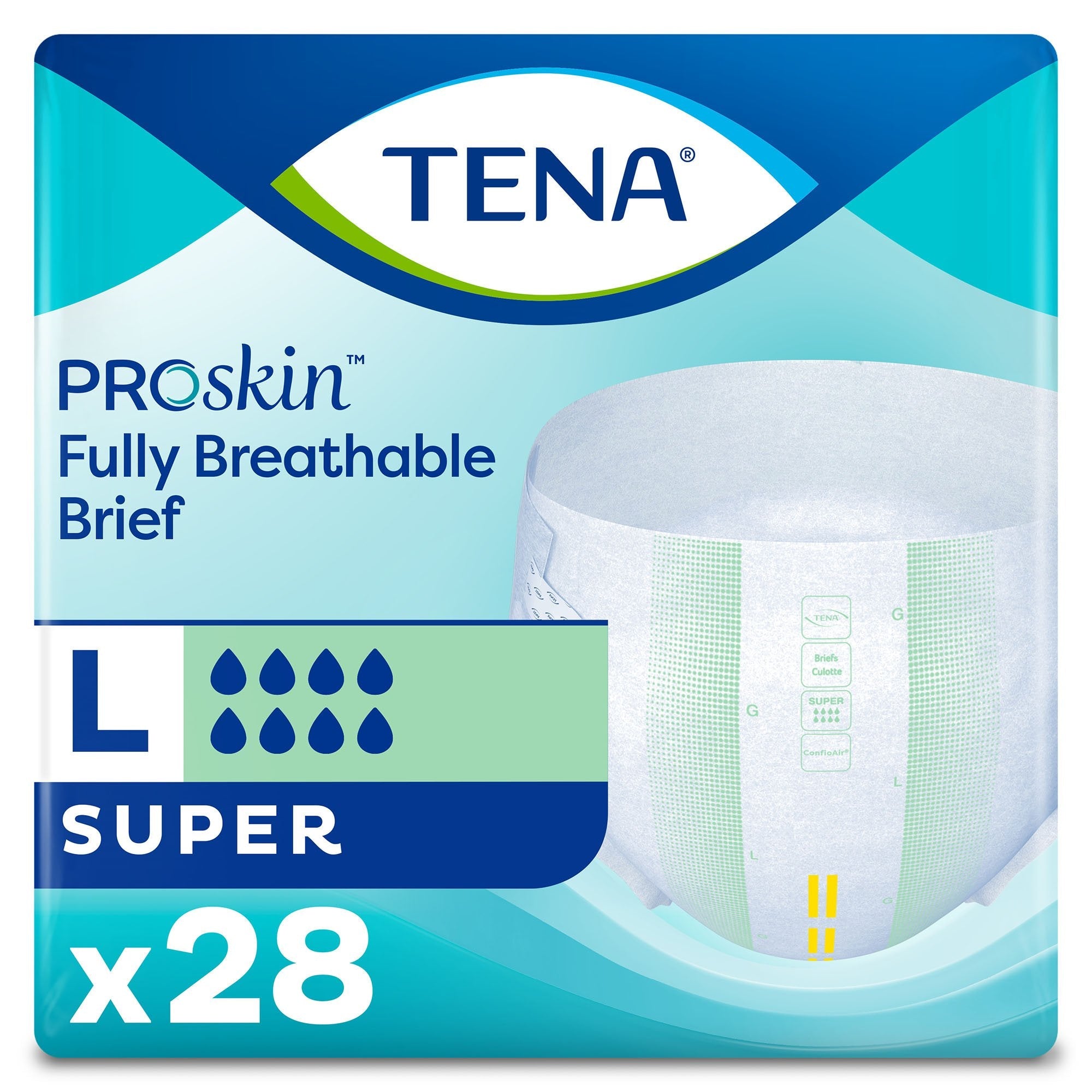 Tena Super Incontinence Briefs - Heavy Absorbency, Odor Control, Large (28 Pack)