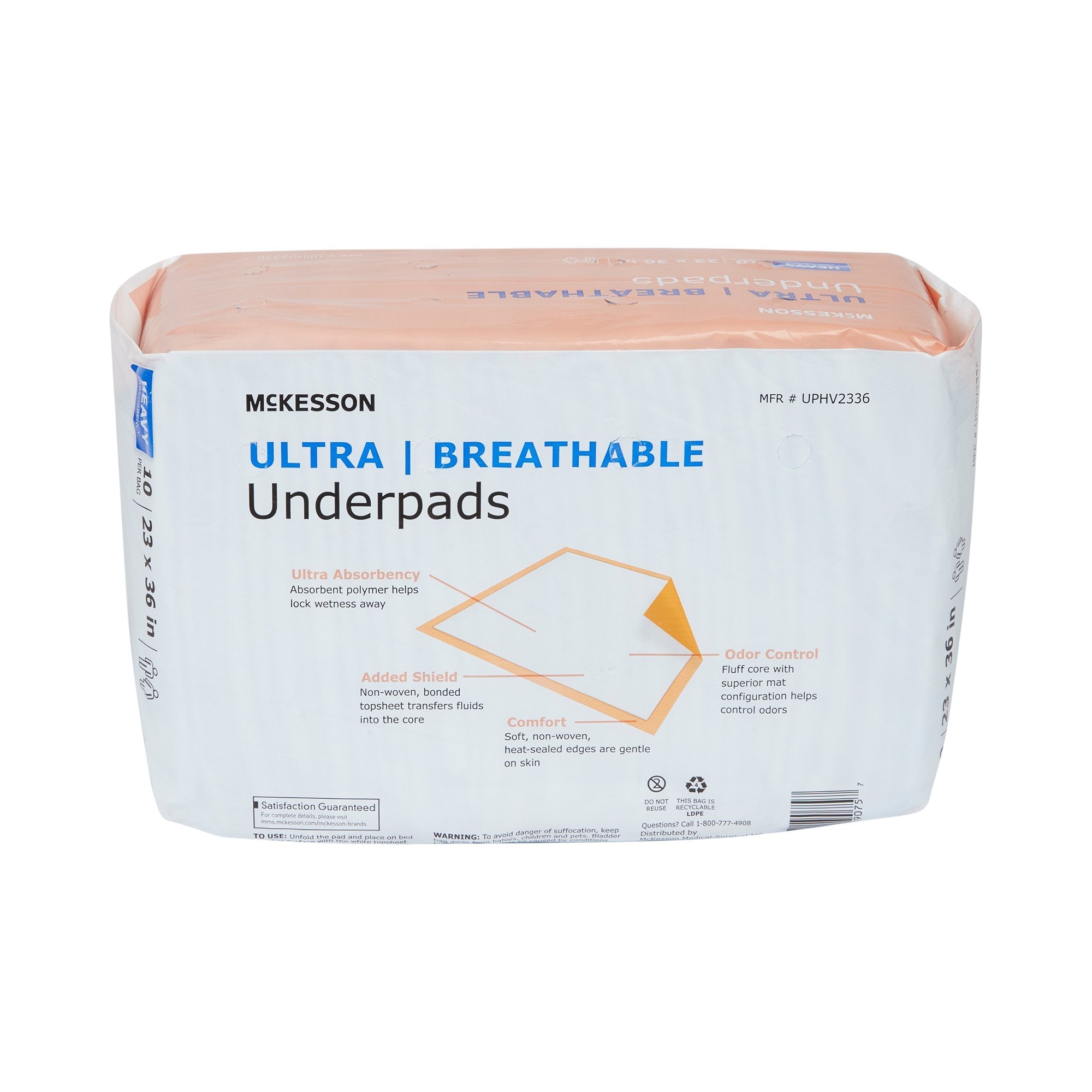 McKesson Ultra Breathable Heavy Absorbency Low Air Loss Underpad, 23 x 36 Inch (10 Units)