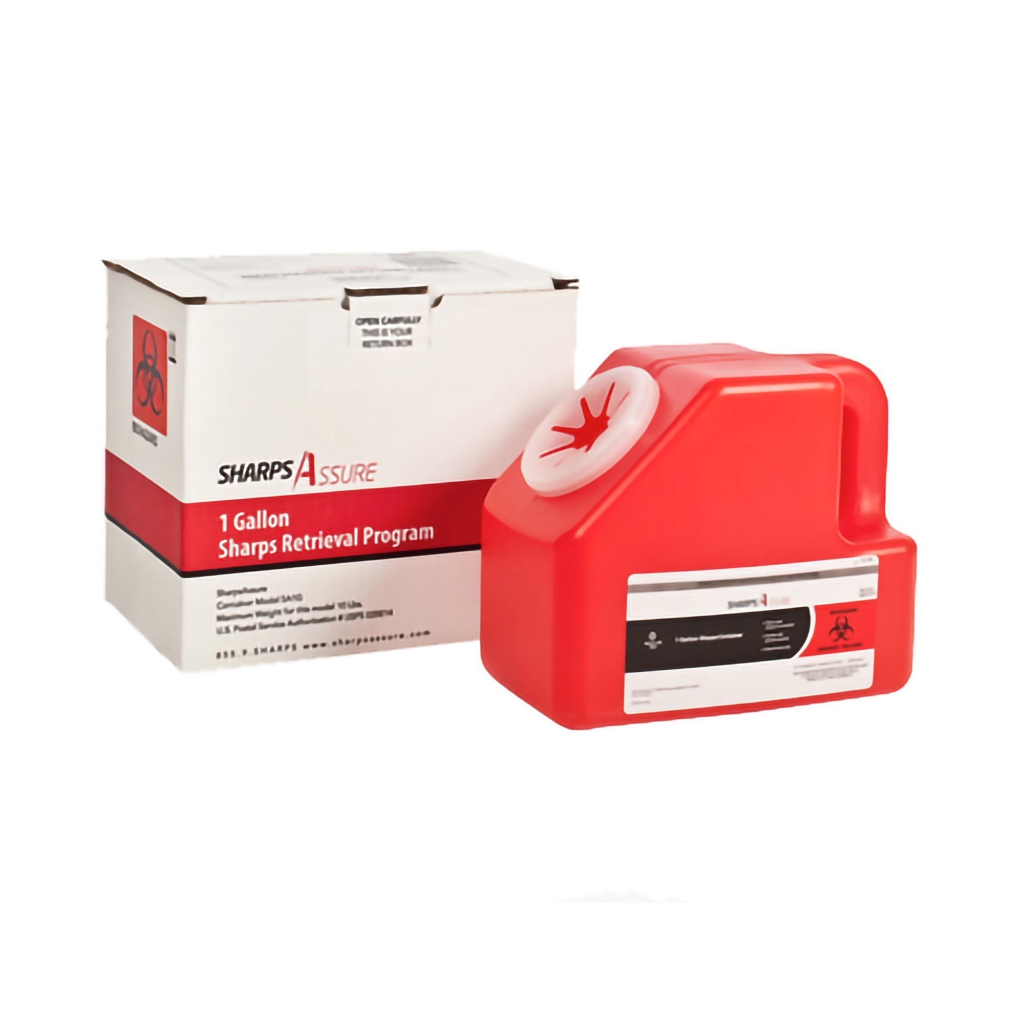 Sharps Assure Mail-Back Sharps Container, 1 Gallon, 9 x 5-1/2 x 7-3/10 Inch (1 Unit)