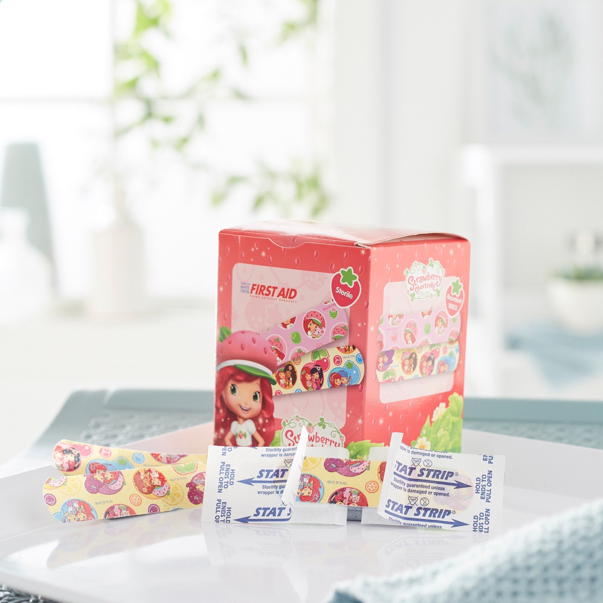 American® White Cross Stat Strip® Strawberry Shortcake Design Adhesive Strip, ¾ x 3 Inch (100 Units)