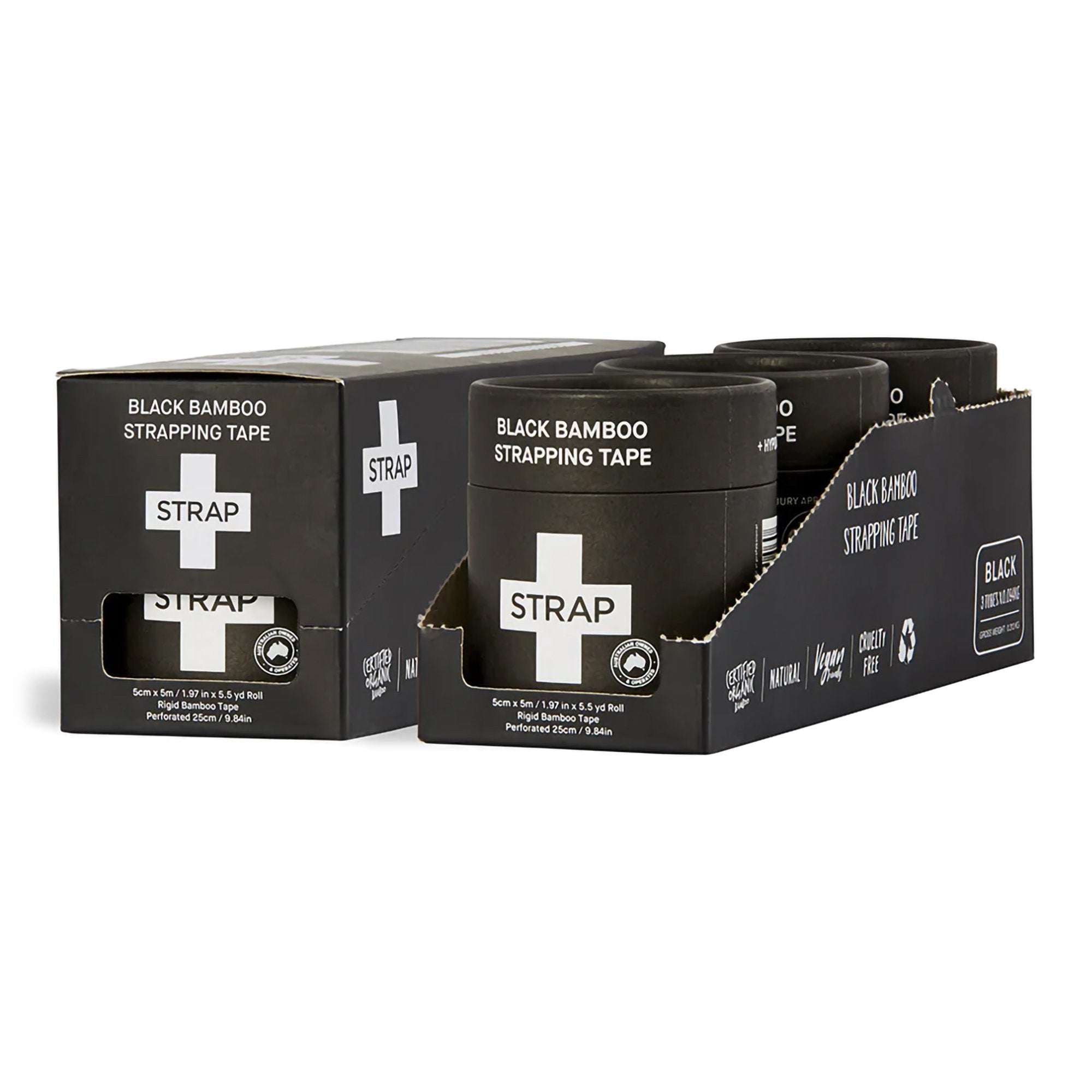 Strap™ Bamboo Fiber Athletic Tape, 1.97 Inch x 5-1/2 Yard, Black (1 Unit)