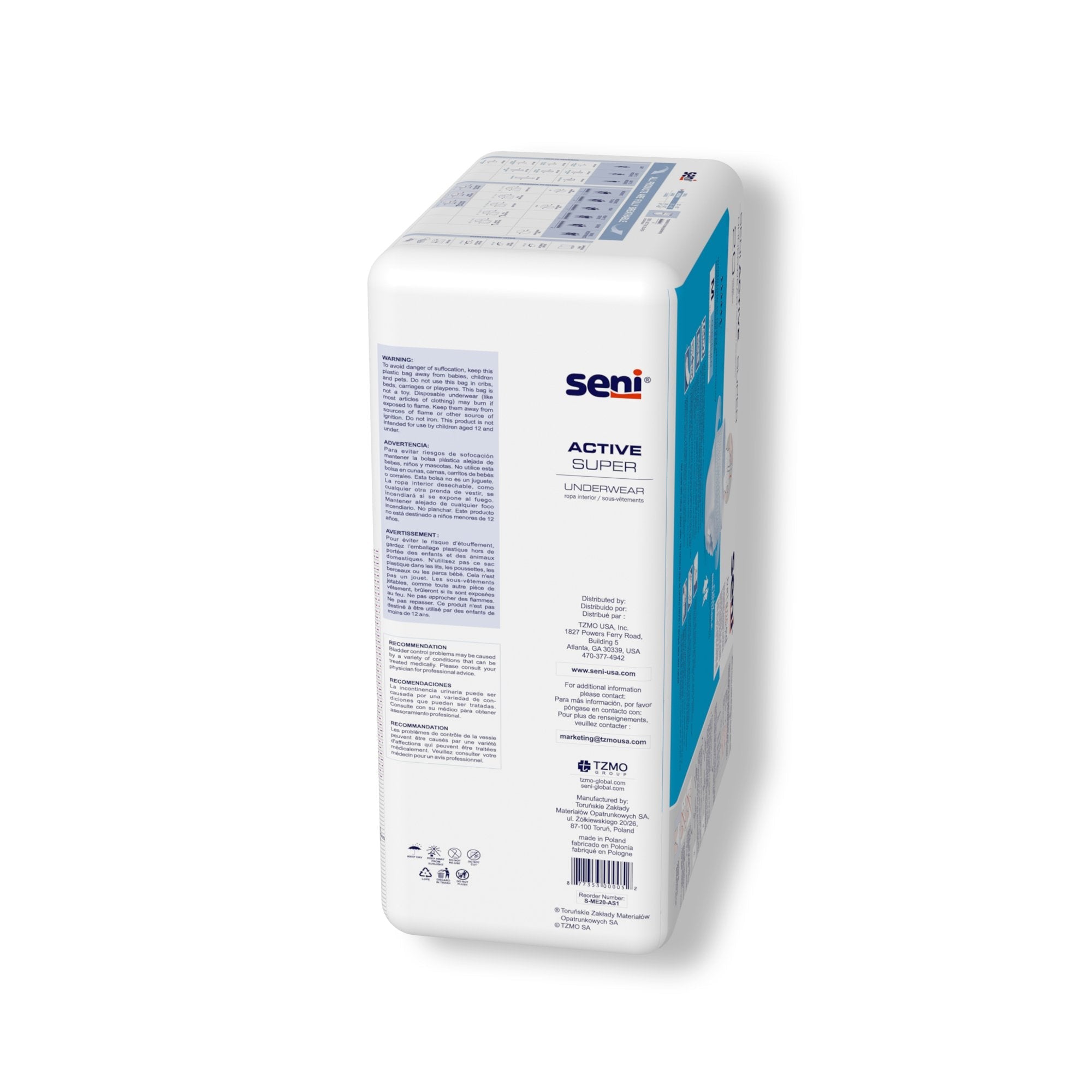 Seni® Active Super Moderate to Heavy Absorbent Underwear, Medium (20 Units)