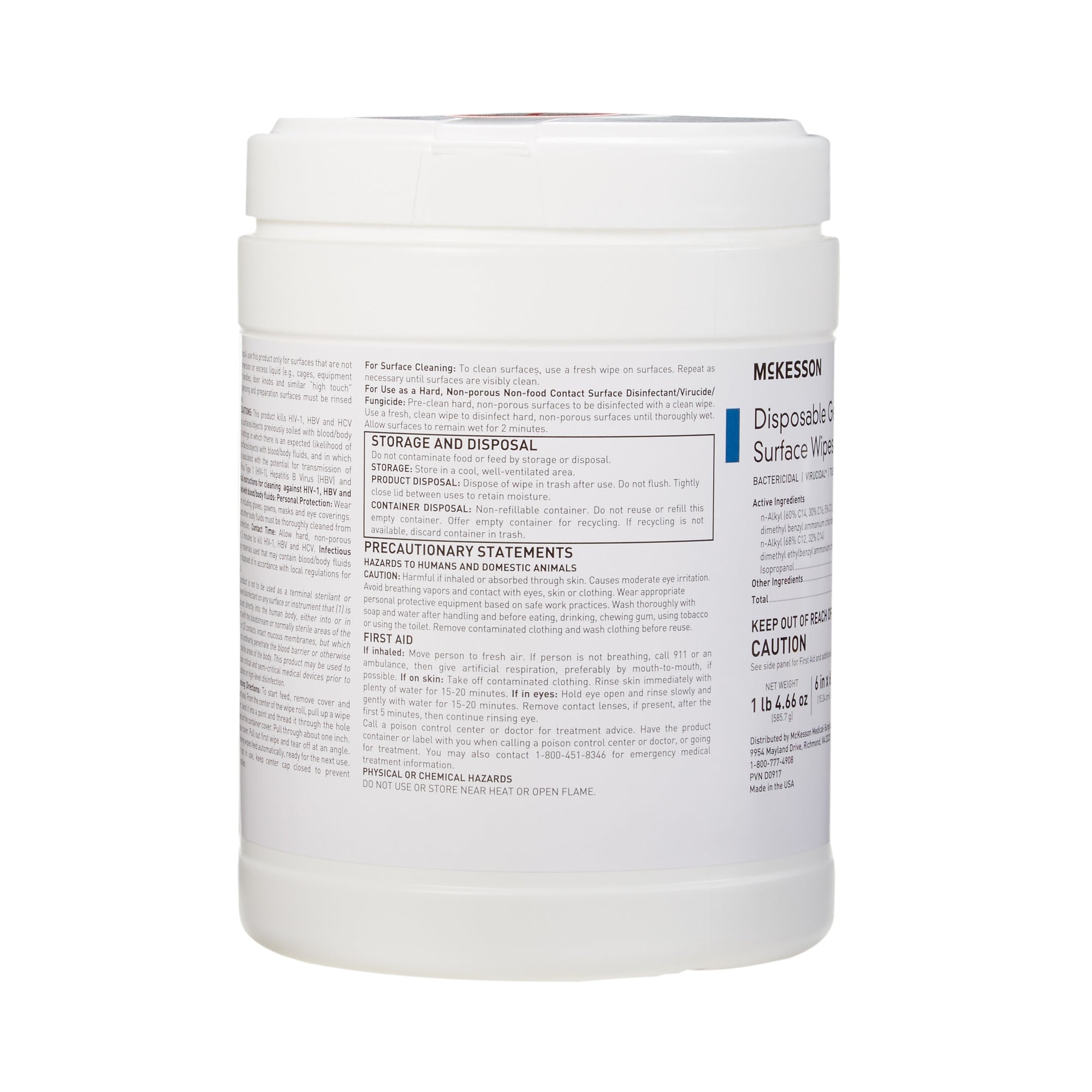 McKesson Disinfectant Wipes, 160 Ct Large Canister, Alcohol Scent