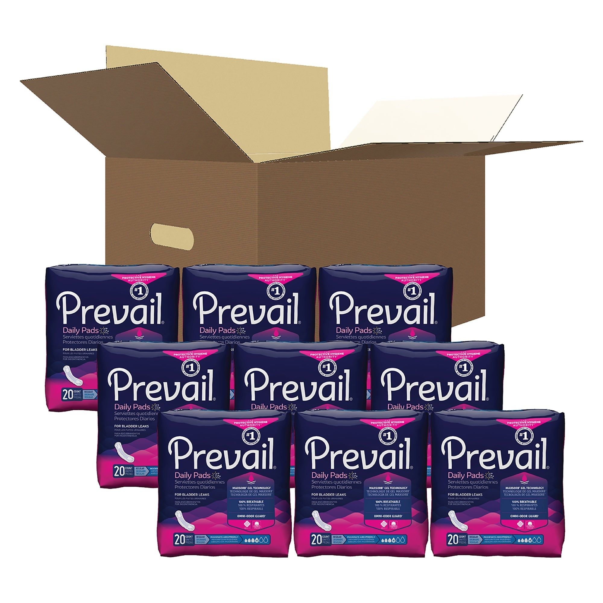 Prevail® Daily Moderate Absorbency Pads, 9¼" - Discreet Comfort (20 Pack)