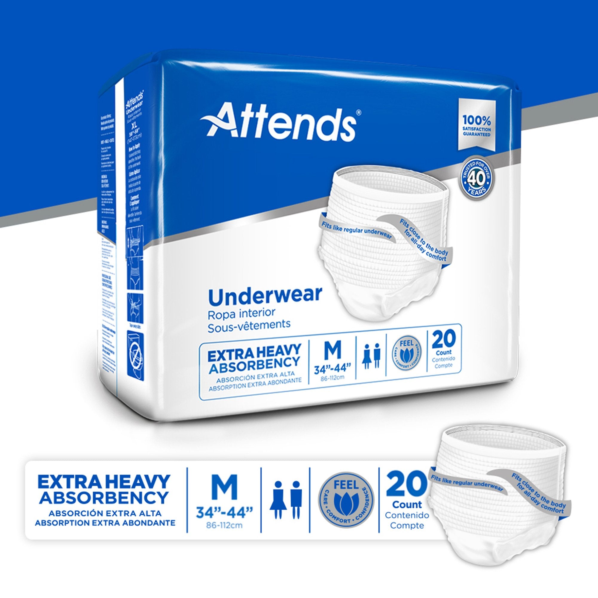 Attends® Care Moderate Absorbent Underwear, Regular (20 Units)