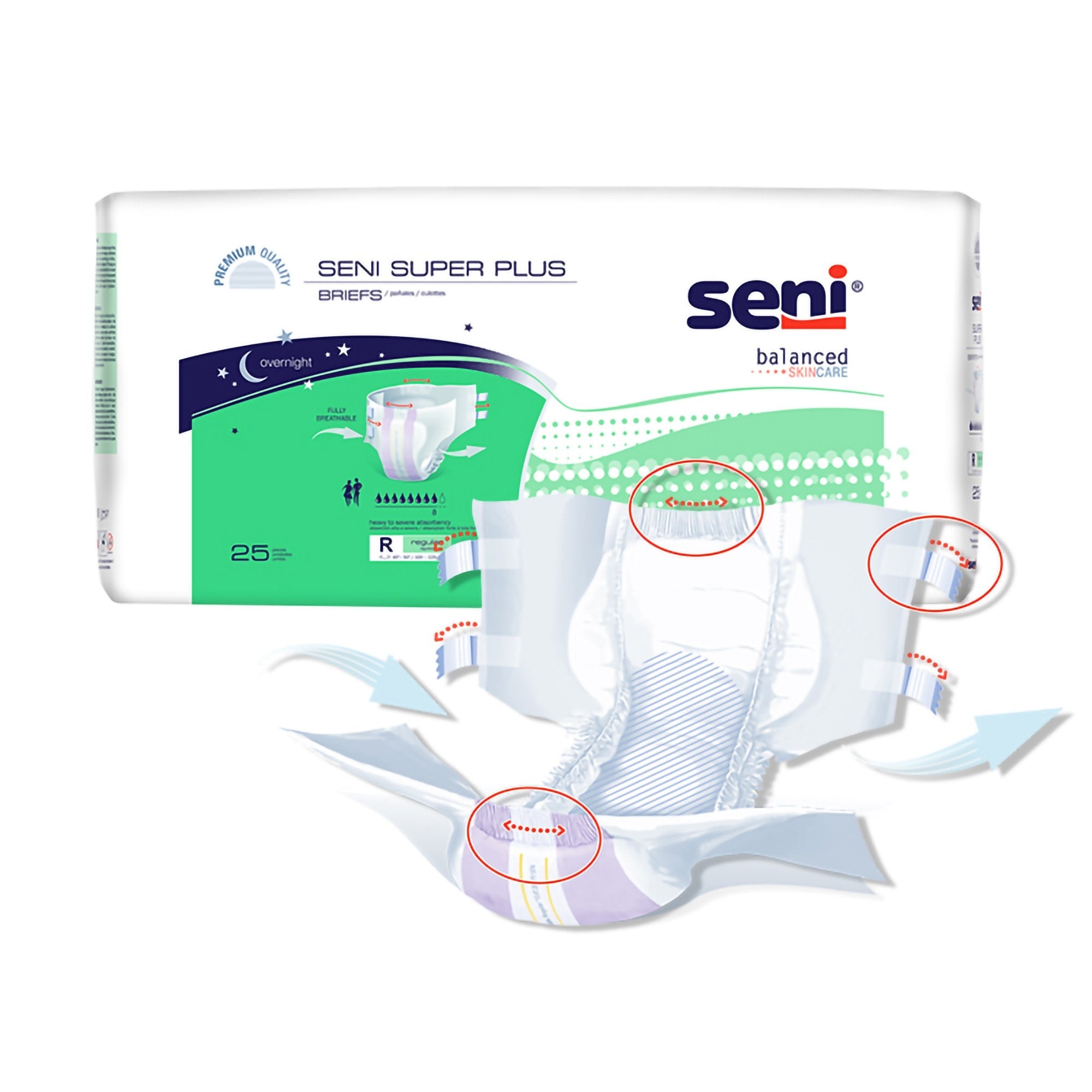 Seni® Super Plus Severe Absorbency Incontinence Brief, Medium (25 Units)
