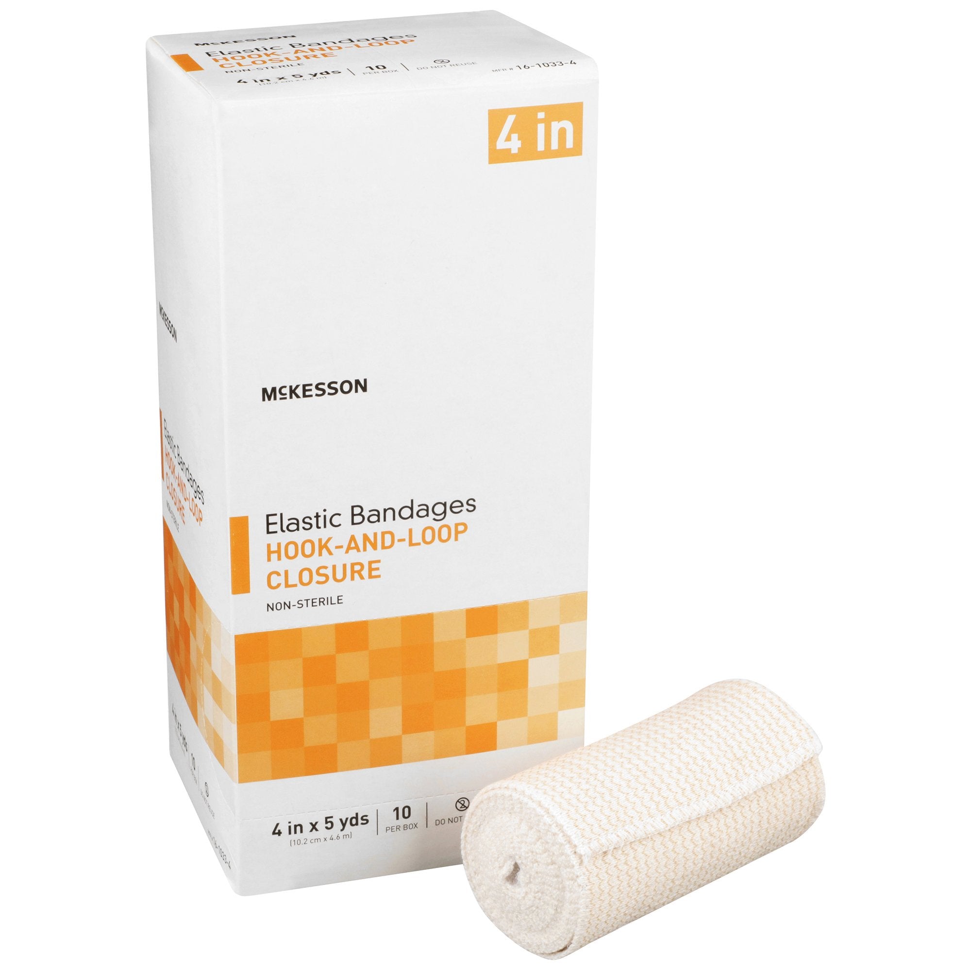 McKesson Elastic Bandage 4"x5yd Hook and Loop Closure - Compression Support