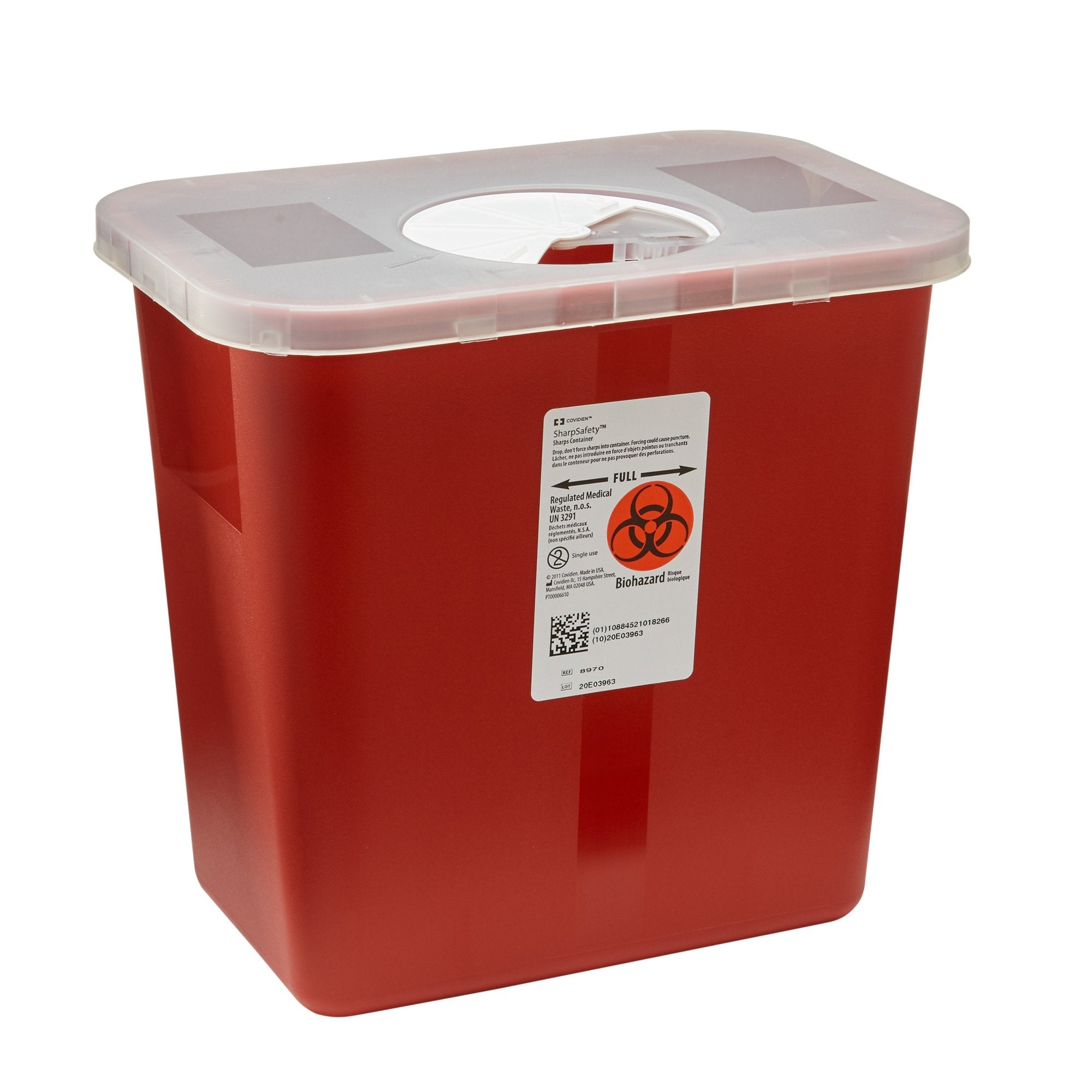 SharpSafety™ Multi-purpose Sharps Container, 2 Gallon, 10 x 7¼ x 10½ Inch (20 Units)