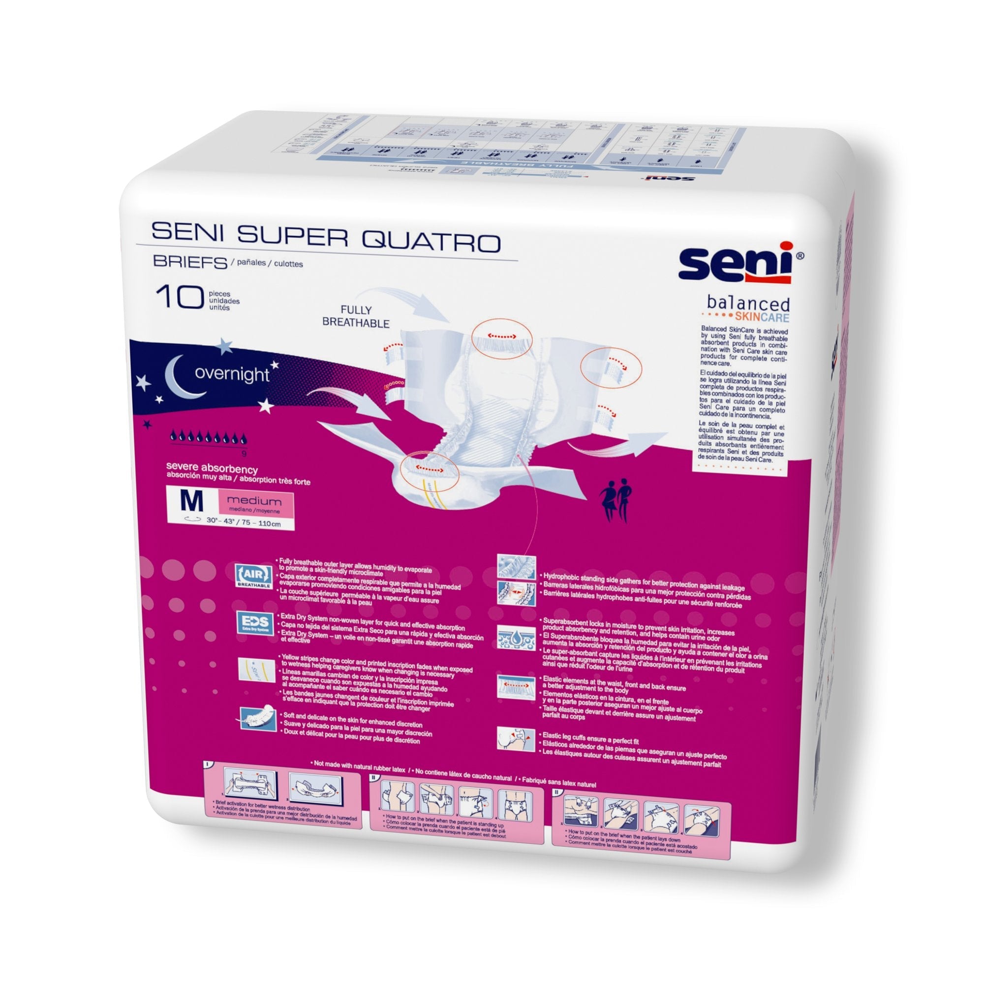 Seni® Super Quatro Severe Absorbency Incontinence Brief, Medium (10 Units)
