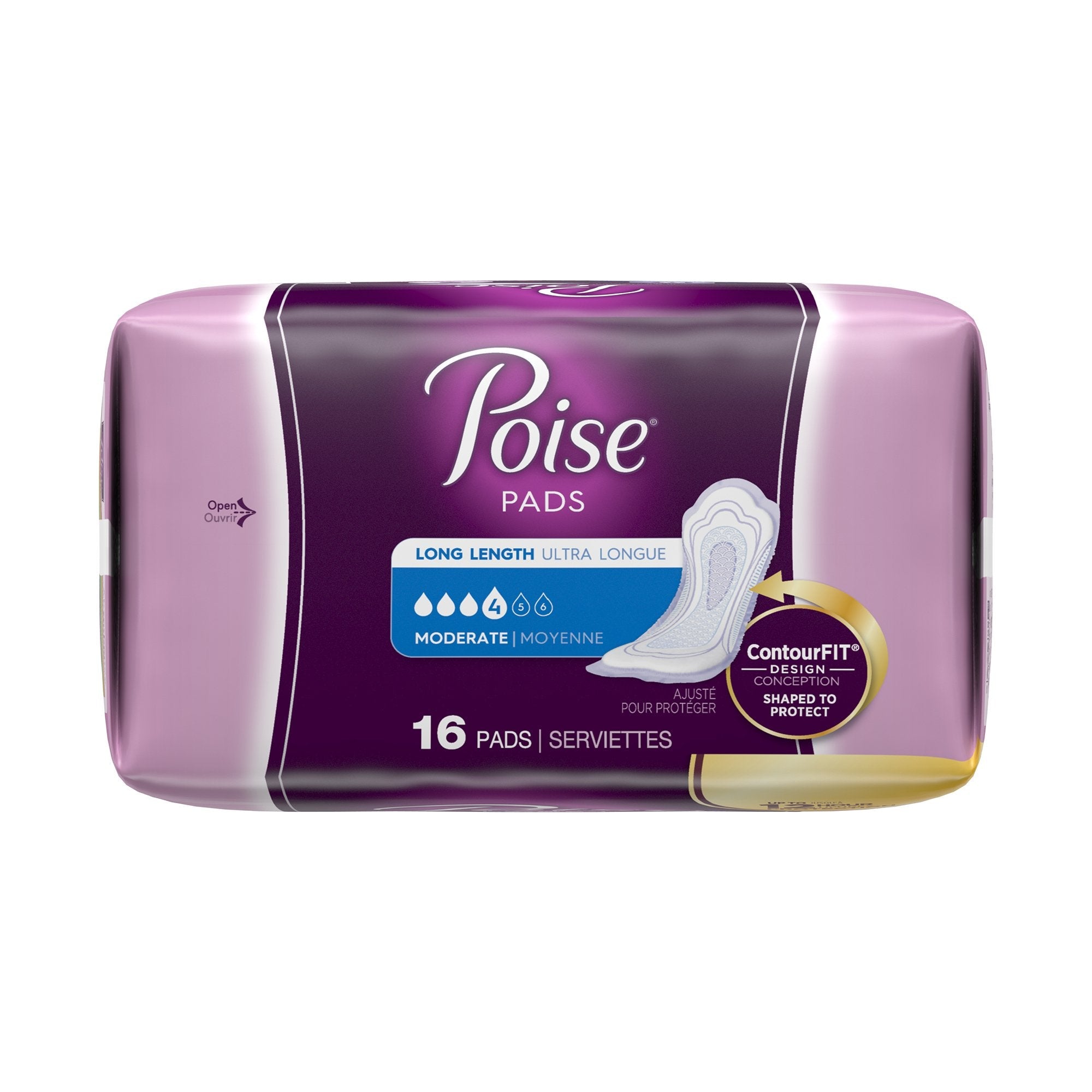 Poise Bladder Control Pads, Adult Women, Moderate Absorbency, Disposable, 12.4" Length (16 Units)