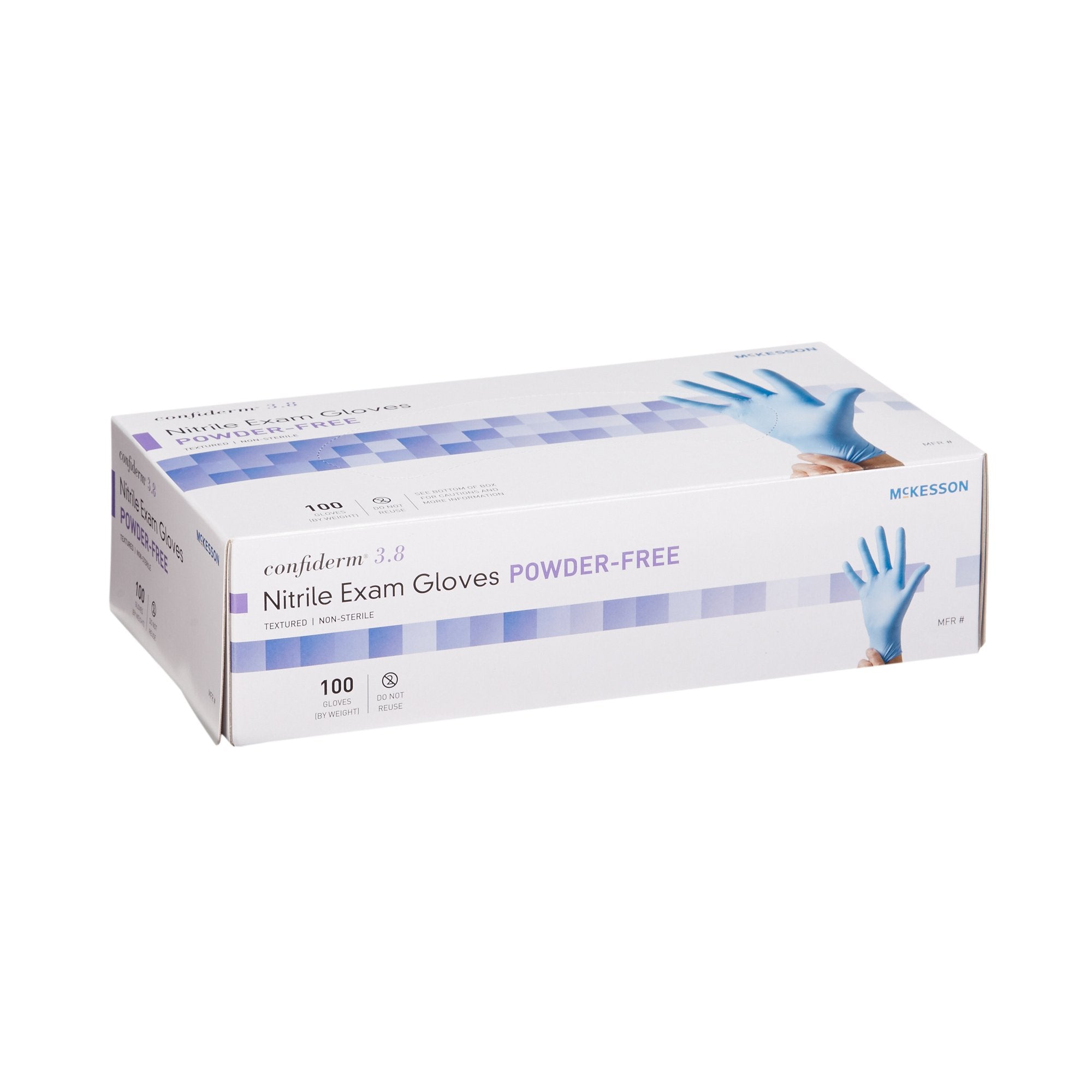 McKesson Confiderm 3.8 Nitrile Gloves, Large, Blue, NonSterile - 100 Pack