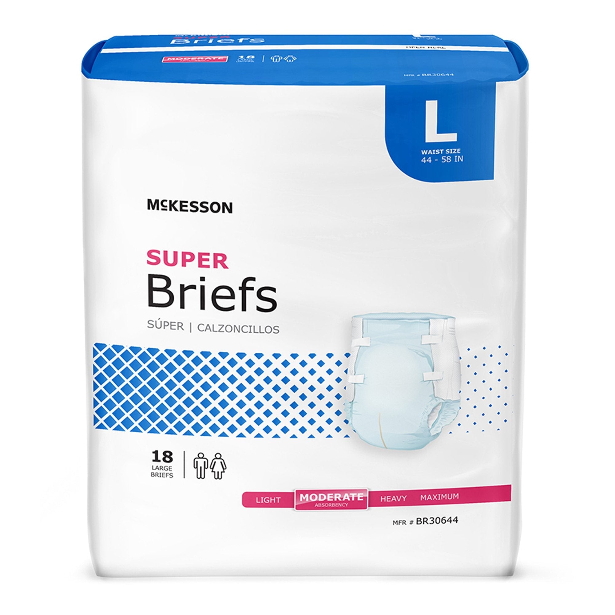 McKesson Super Moderate Absorbency Incontinence Brief, Large (18 Units)