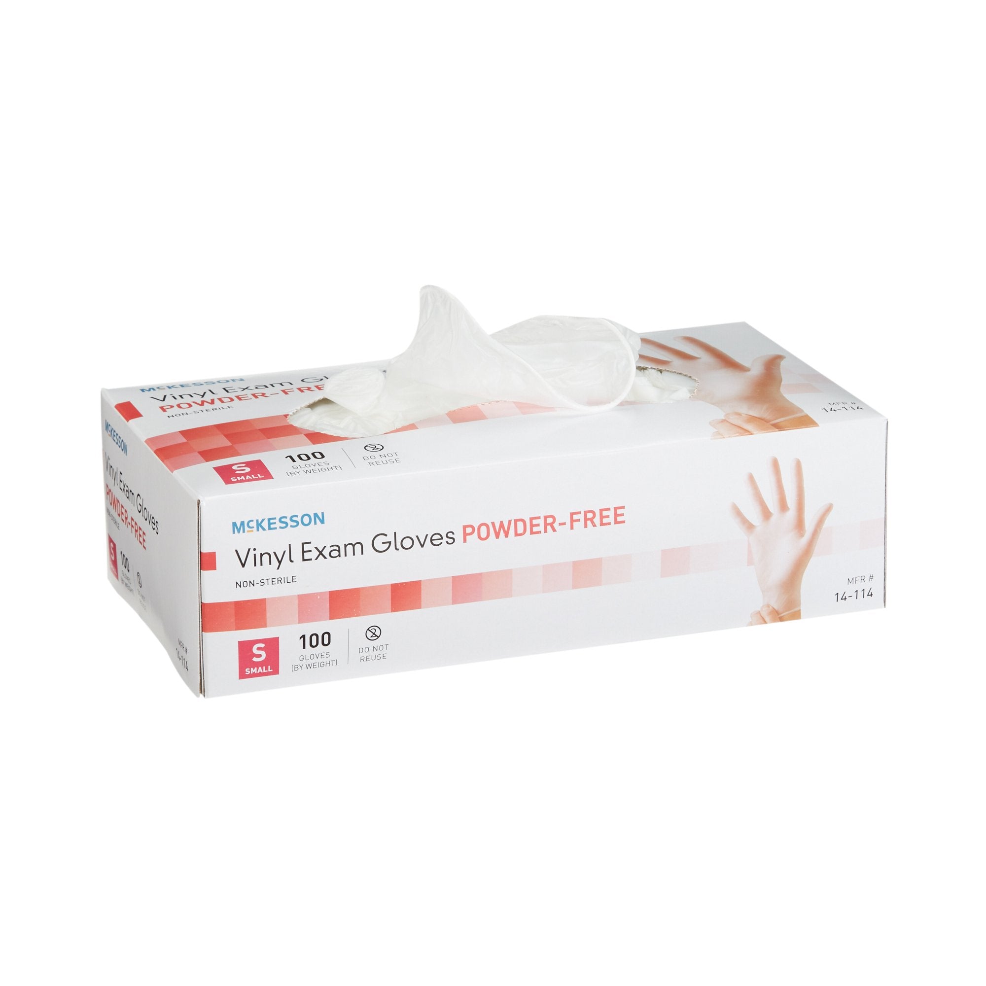 McKesson Vinyl Exam Gloves, Small Size, Clear, Smooth - 100 Pack