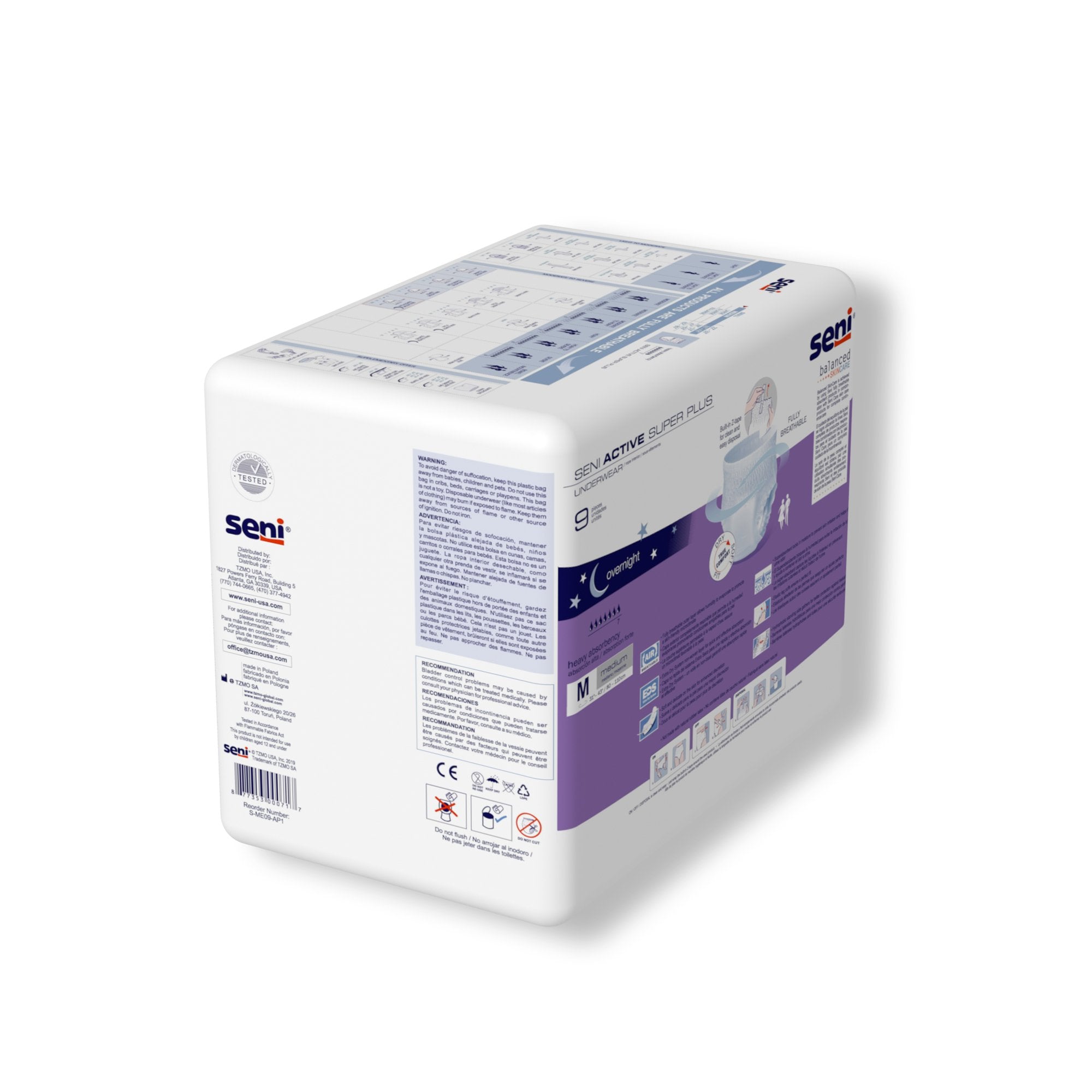 Seni® Active Super Plus Heavy Absorbent Underwear, Medium (9 Units)