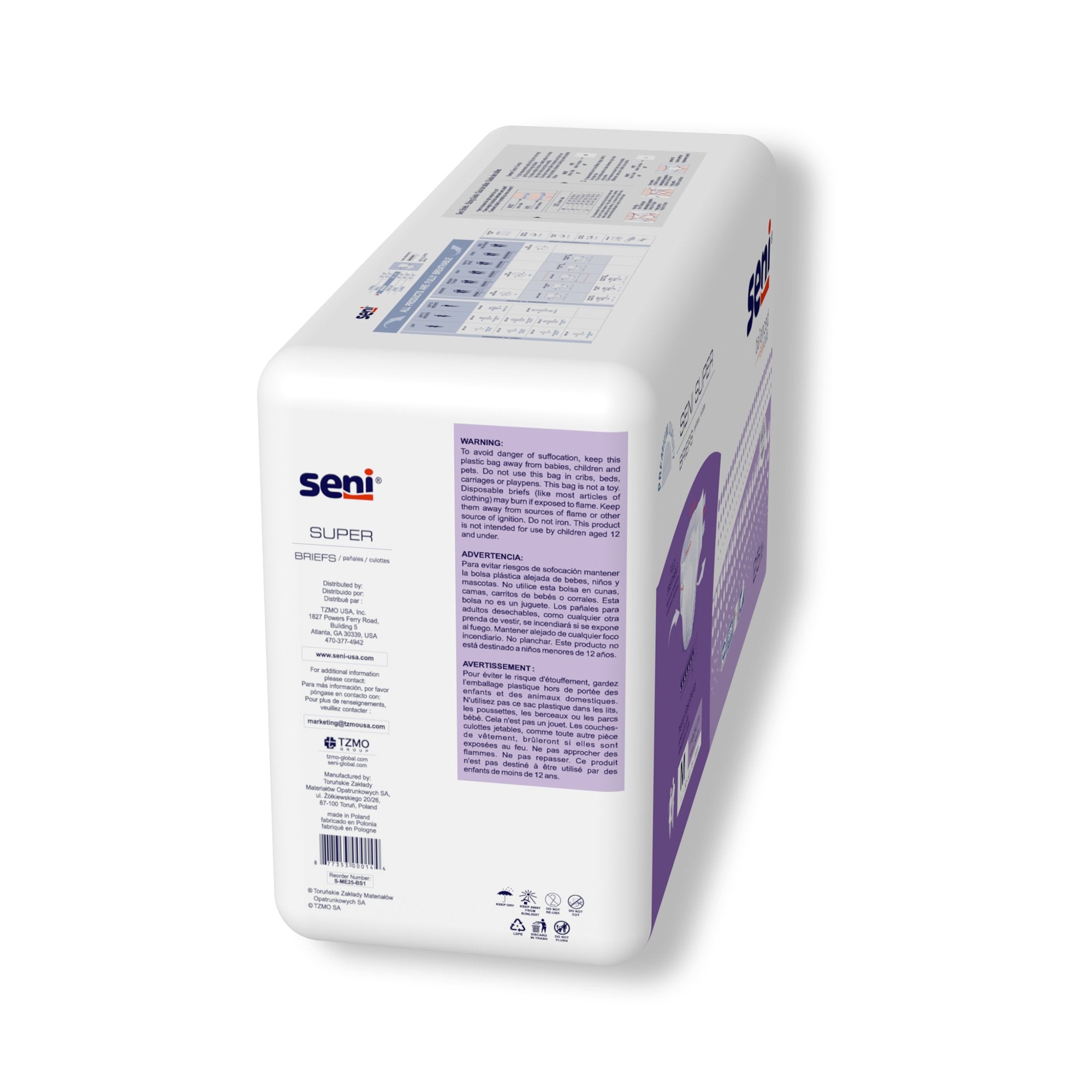 Seni® Super Heavy Absorbency Incontinence Brief, Medium (25 Units)