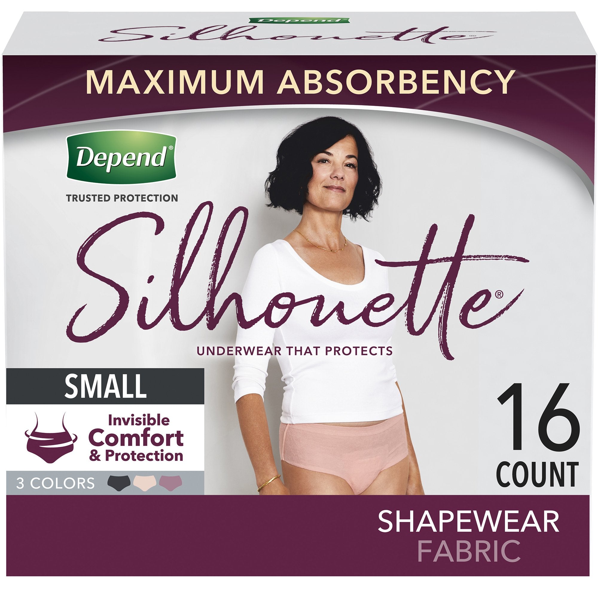 Depend® Silhouette® Maximum Absorbent Underwear, Small (16 Units)