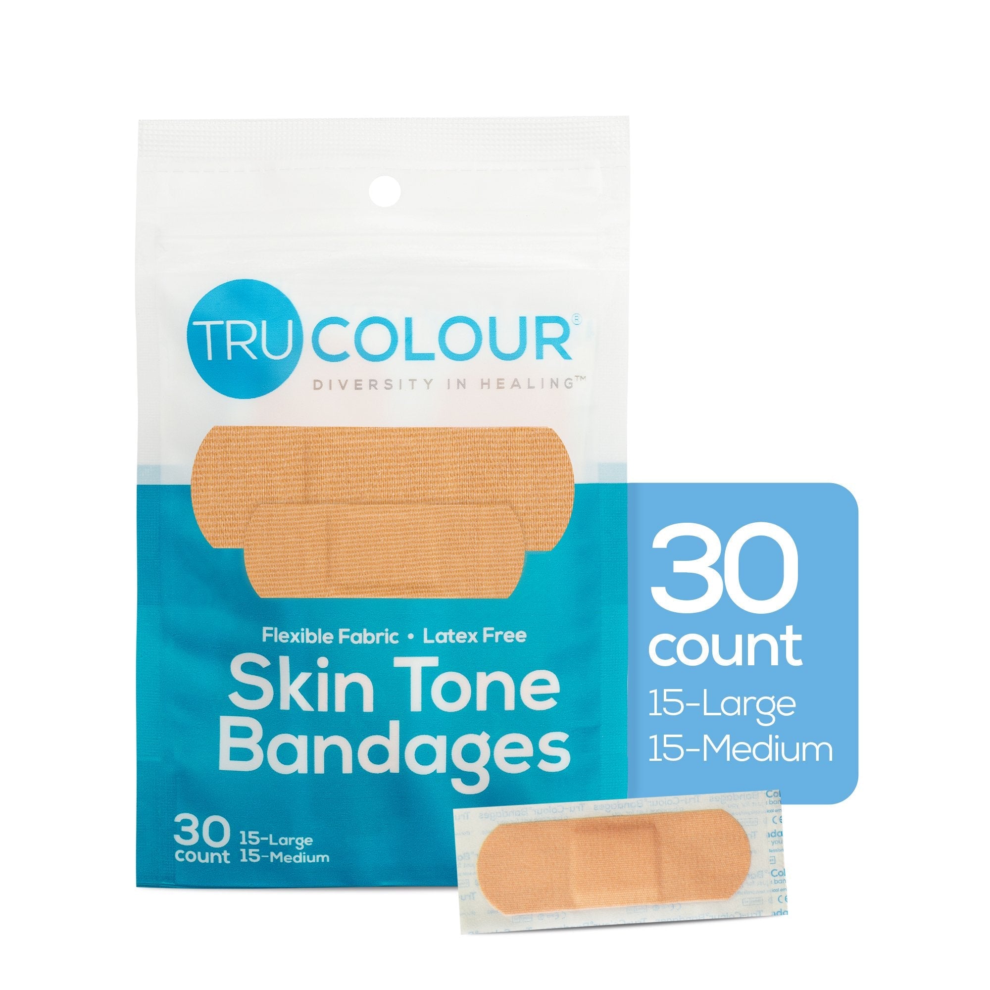 Tru-Colour Skin Tone Adhesive Bandages for Fair Skin Tone Shades (30 Units)