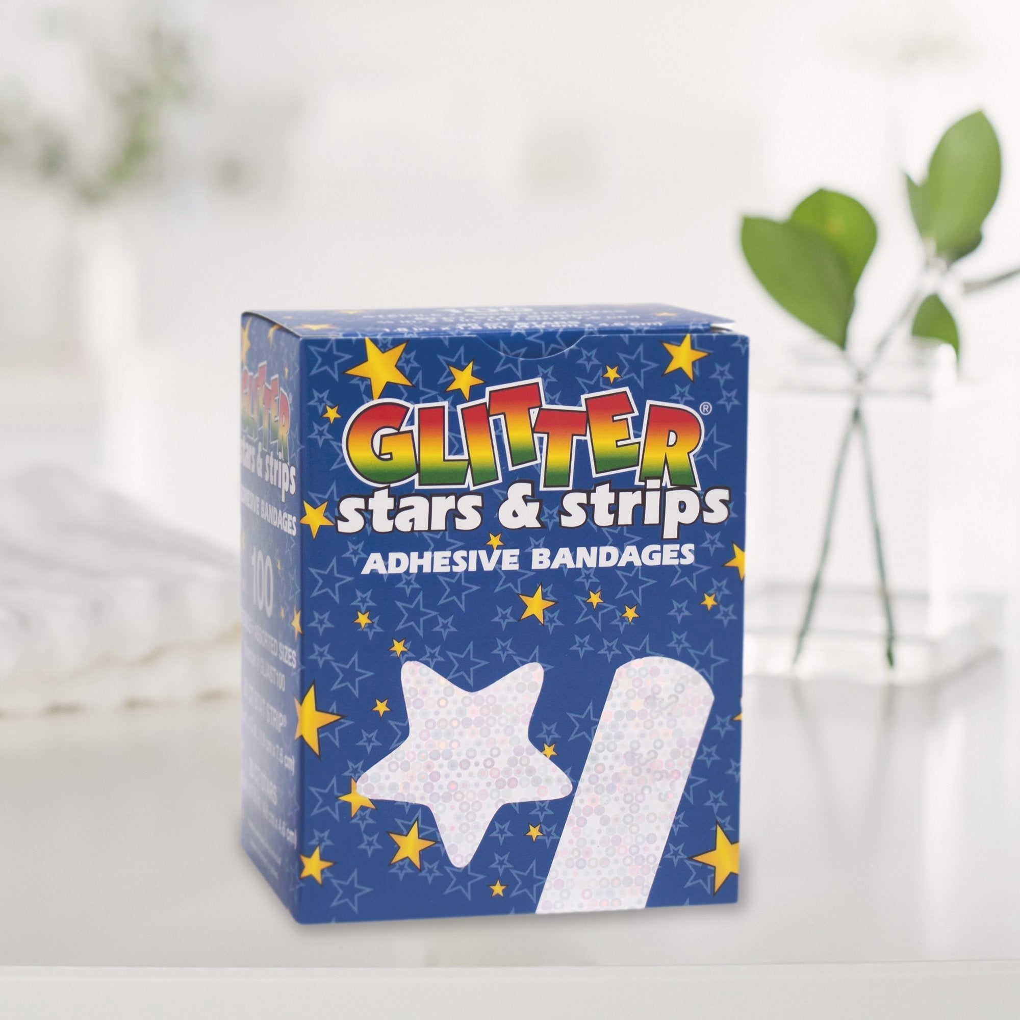 Glitter™ Stat Strip® Kid Design (Glitter Stars and Stripes) Adhesive Strip, 3/4 x 3 Inch (100 Units)