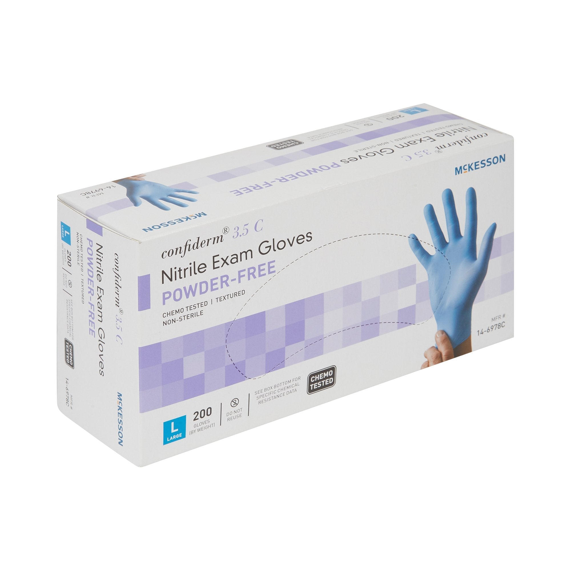 McKesson Confiderm® 3.5C Nitrile Exam Gloves, Large, Blue - 200 Pack