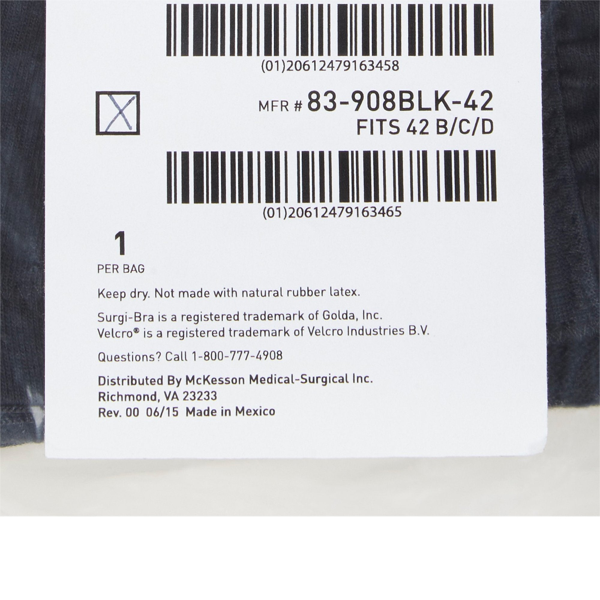McKesson Surgi-Bra® II, 42 Inch, Black (1 Unit)
