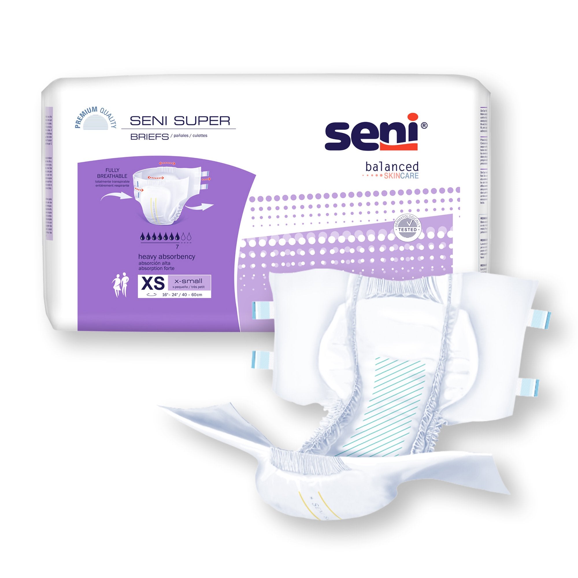 Seni® Super Heavy Absorbency Incontinence Brief, Extra Small (25 Units)
