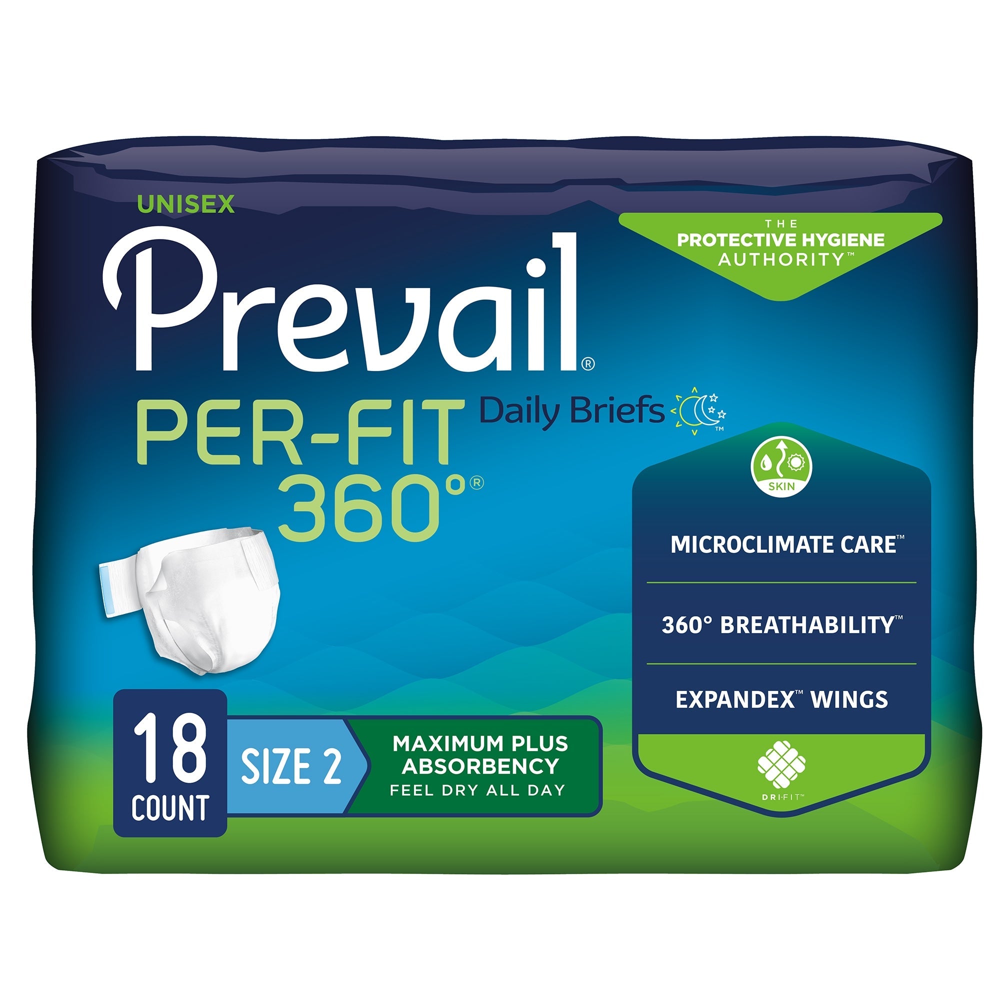 Prevail Per-Fit 360° Daily Briefs Max Plus Absorbency, Large - 18 Pack