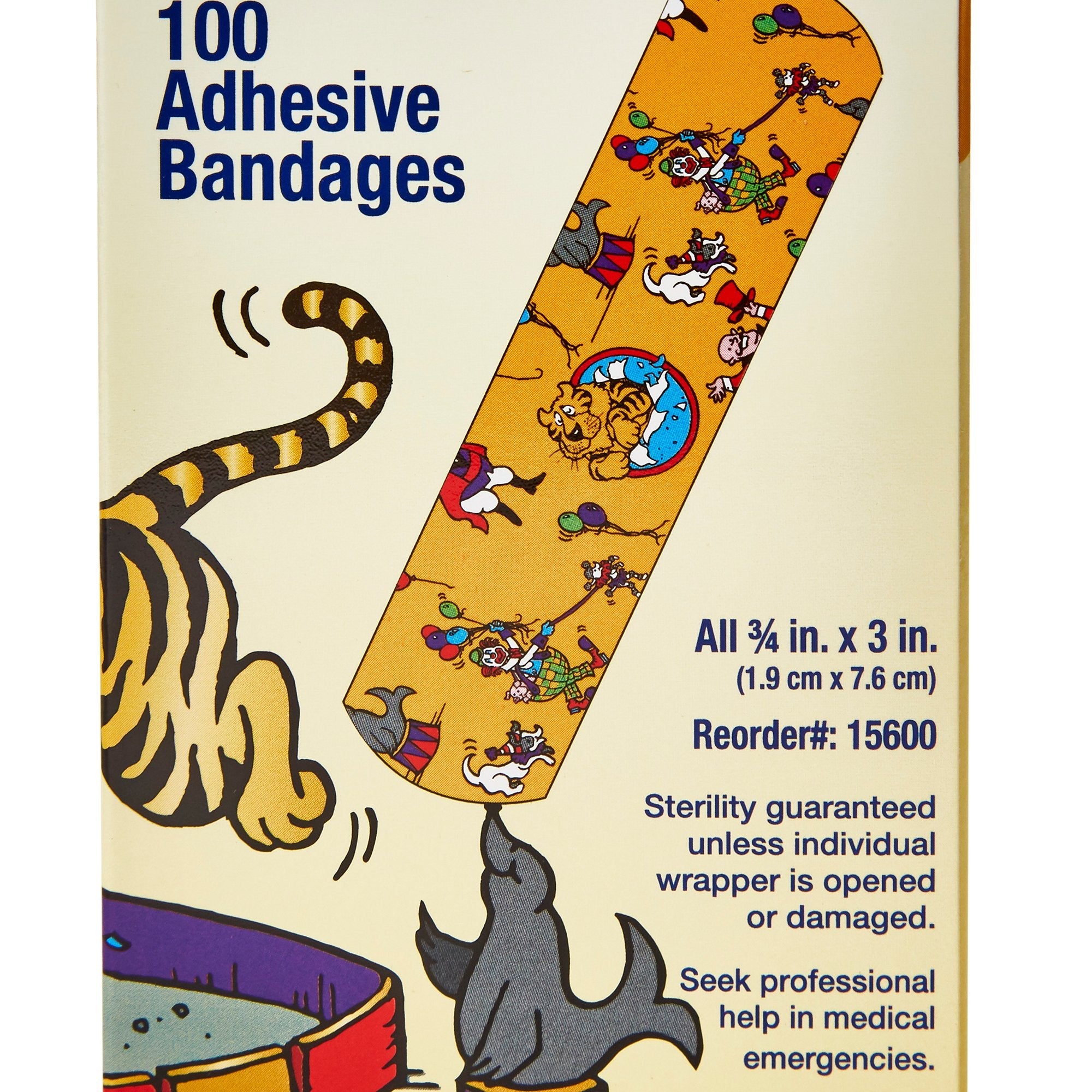 American® White Cross Stat Strip® Circus Kid Design Adhesive Strip, ¾ x 3 Inch (100 Units)