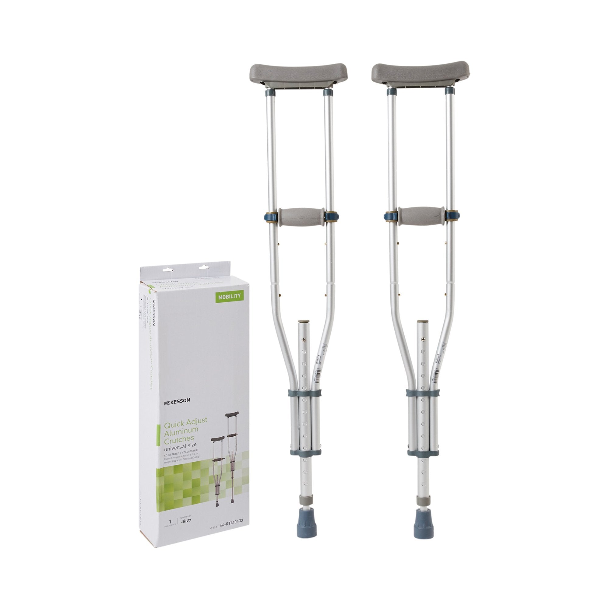 McKesson Underarm Crutches, 4 ft. 6 in. - 6 ft. 6 in. (8 Units)