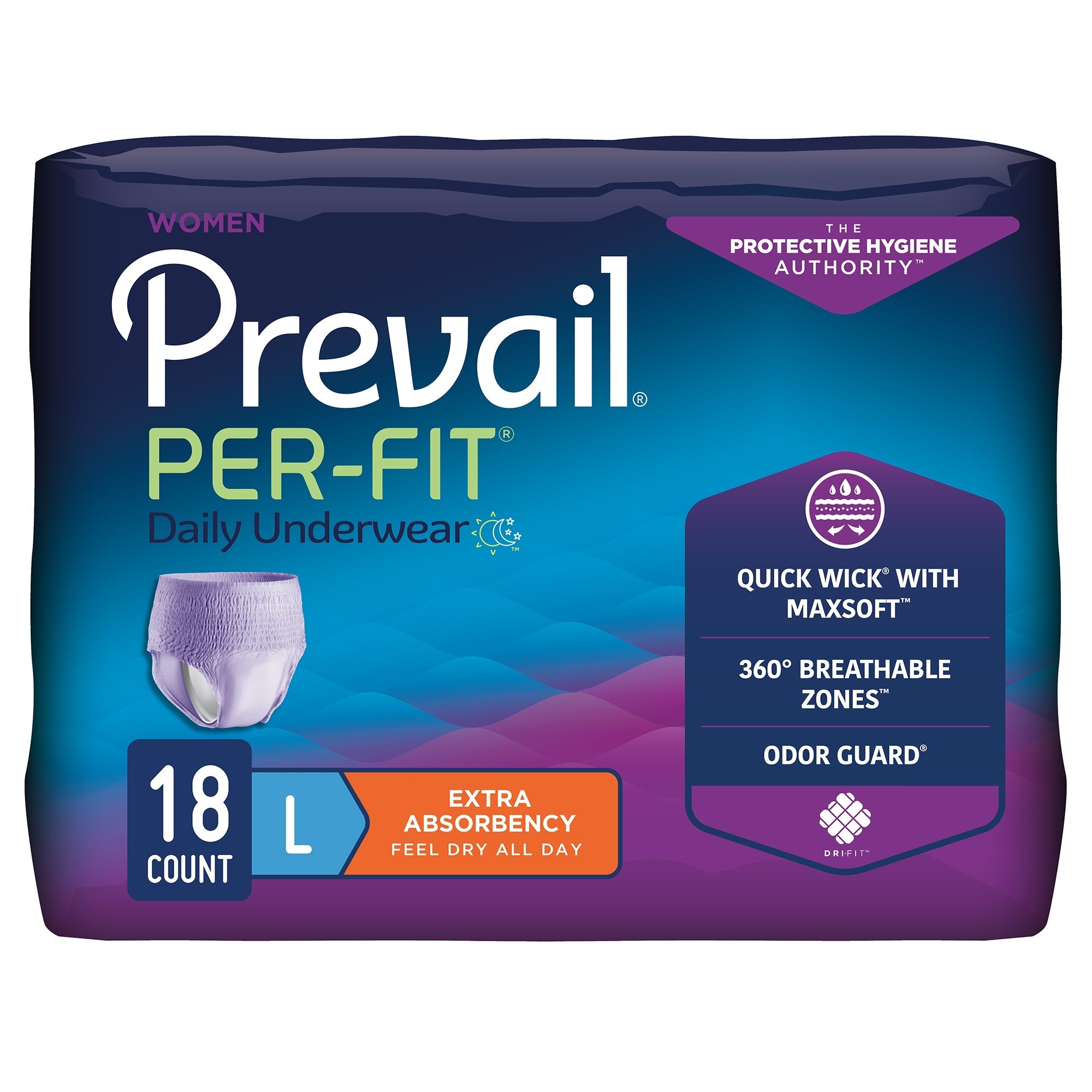Prevail® Per-Fit® Women's Extra Absorbent Underwear, Large - 18 Pack