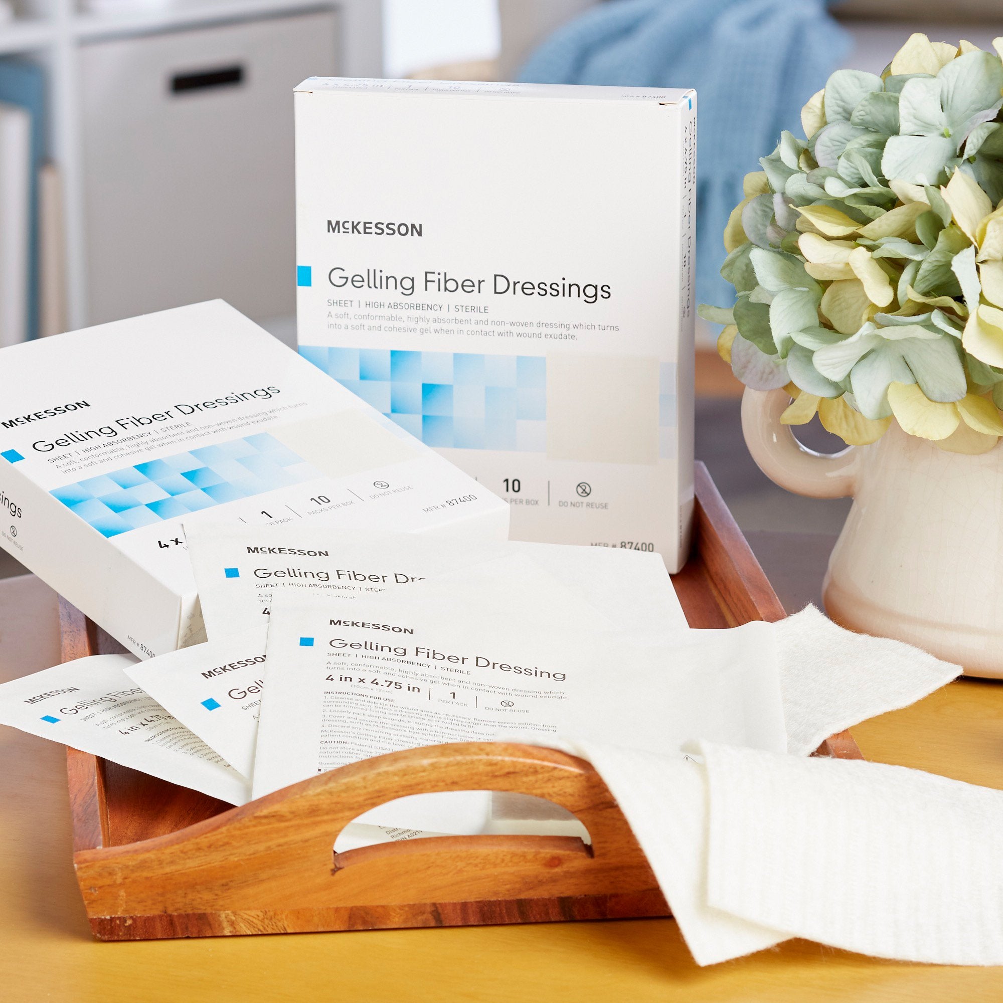 McKesson Absorbent Gelling Fiber Dressing, 4 x 4-3/4 Inch (10 Units)