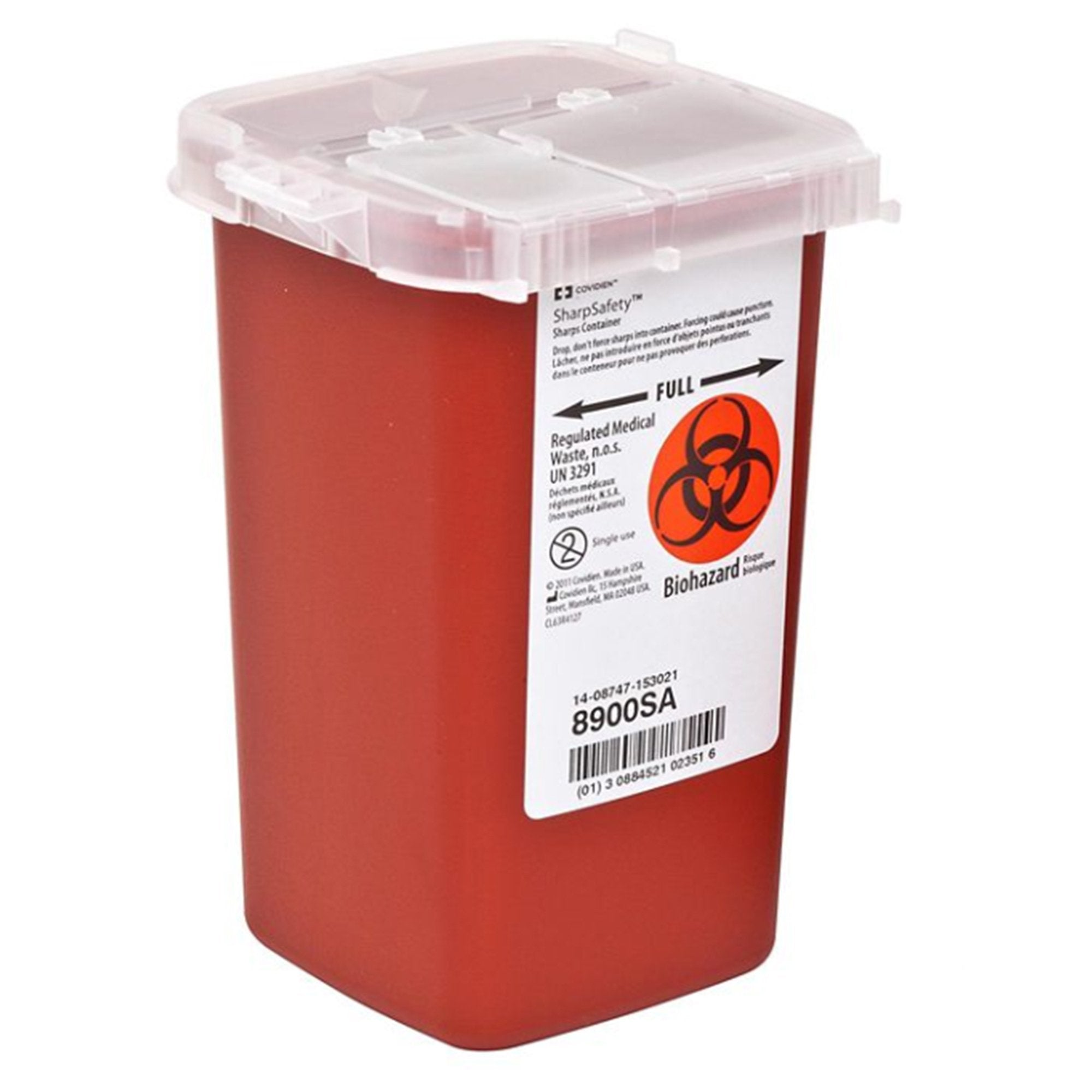 SharpSafety™ Phlebotomy Sharps Container, 1 Quart, 6¼ x 4½ x 4¼ Inch (100 Units)