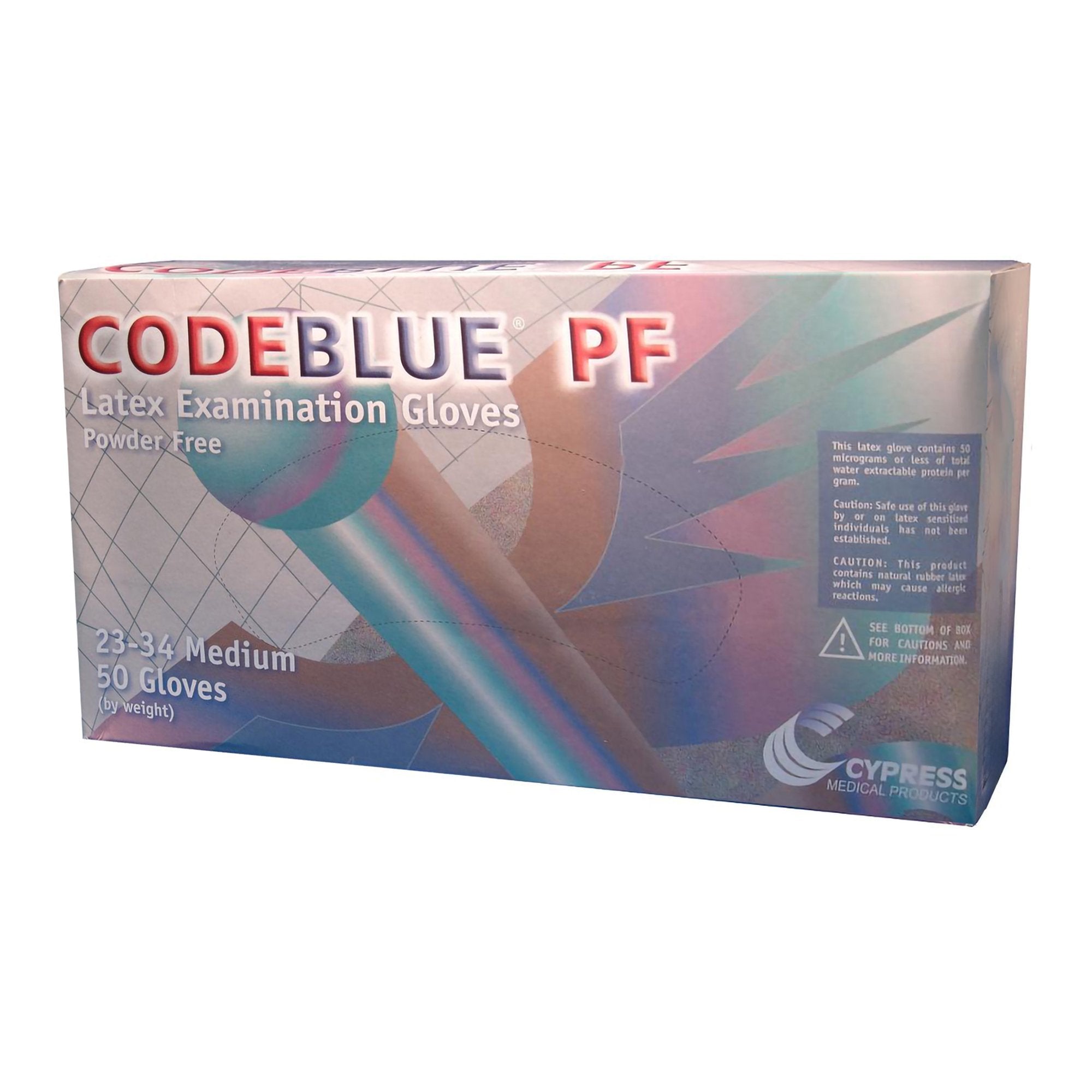 CodeBlue® PF Latex Extended Cuff Length Exam Glove, Medium, Blue (50 Units)