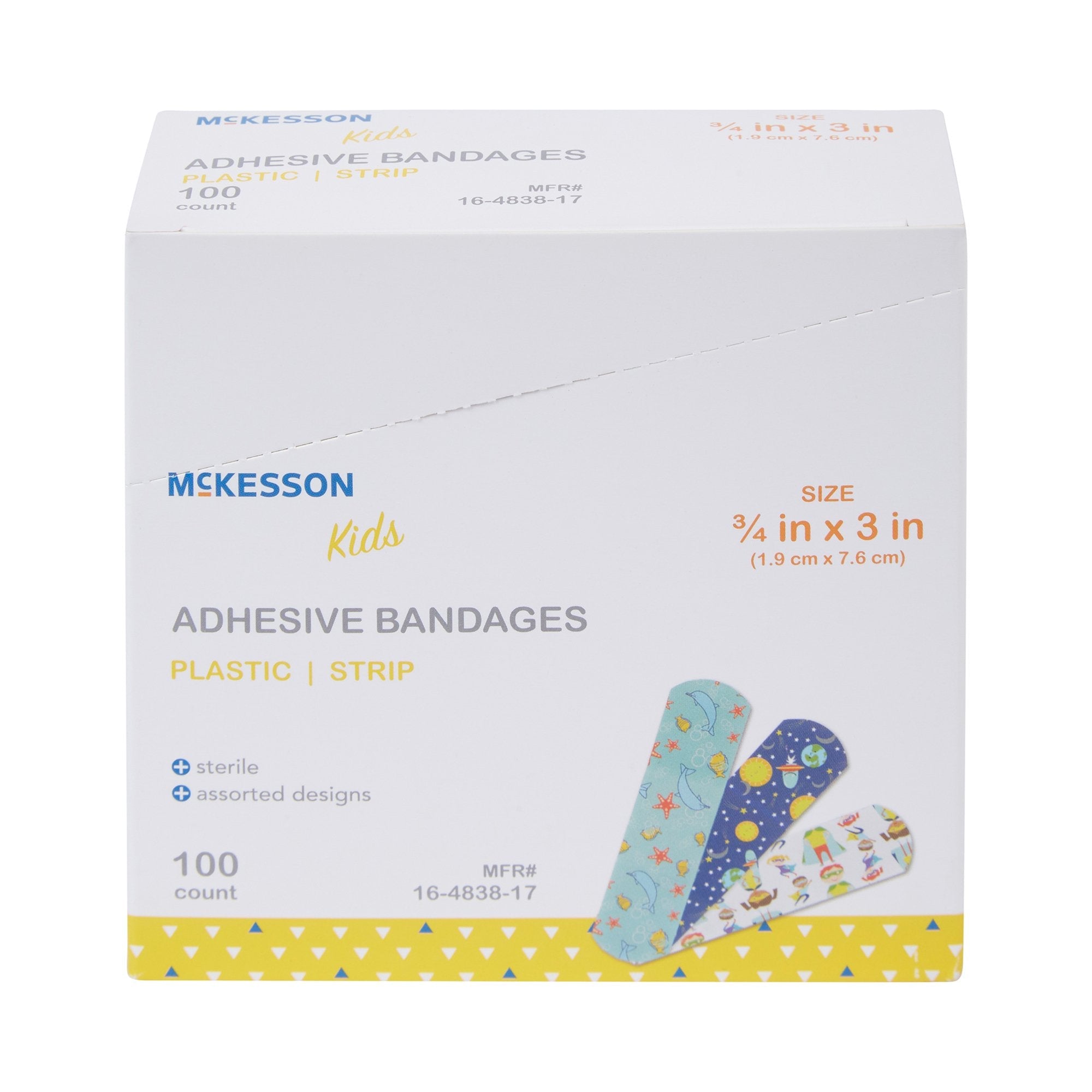 McKesson Kids™ Kid Design (Assorted Prints) Adhesive Strip, 3/4 x 3 Inch (100 Units)