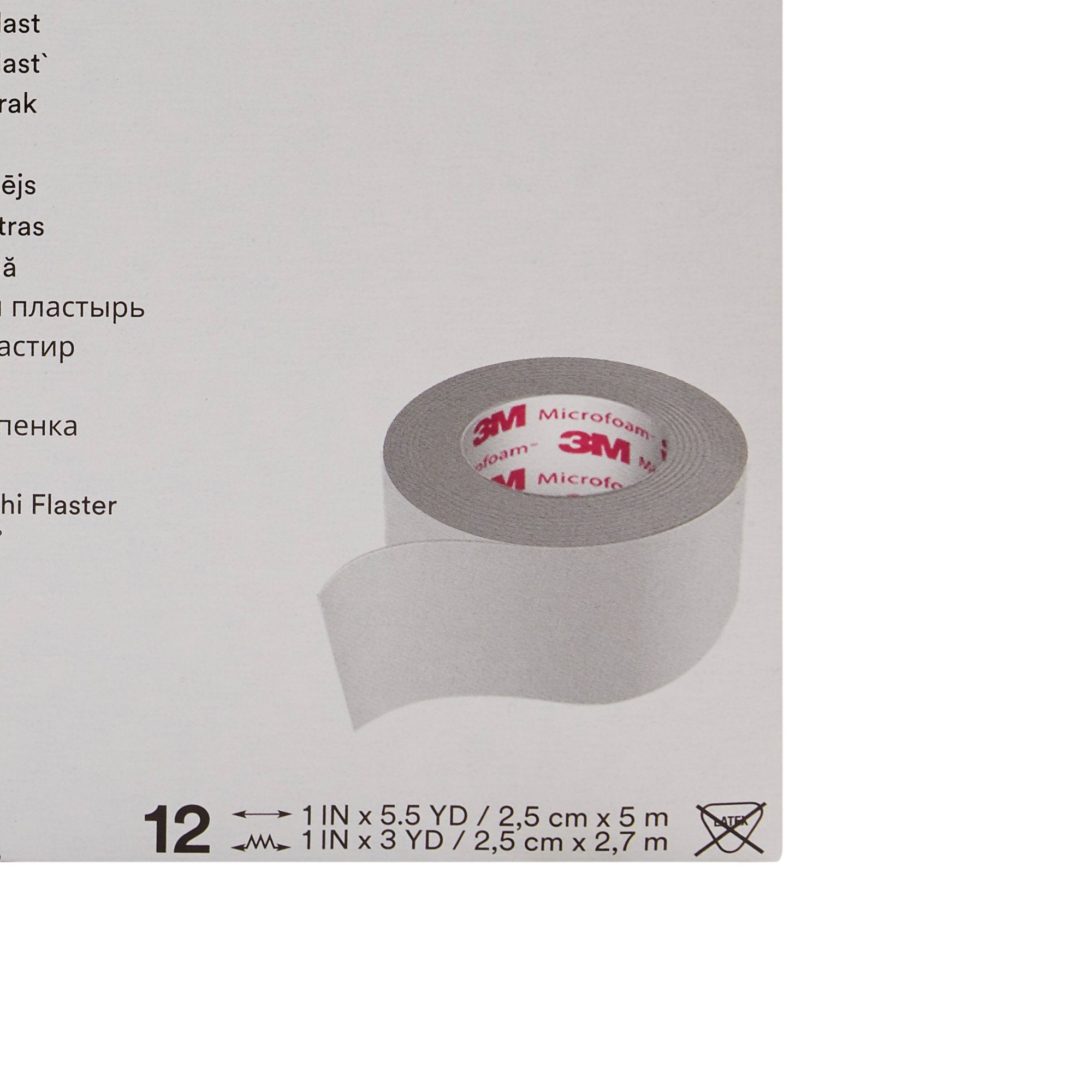3M™ Microfoam™ Foam / Acrylic Adhesive Medical Tape, 1 Inch x 5-1/2 Yard, White (12 Units)