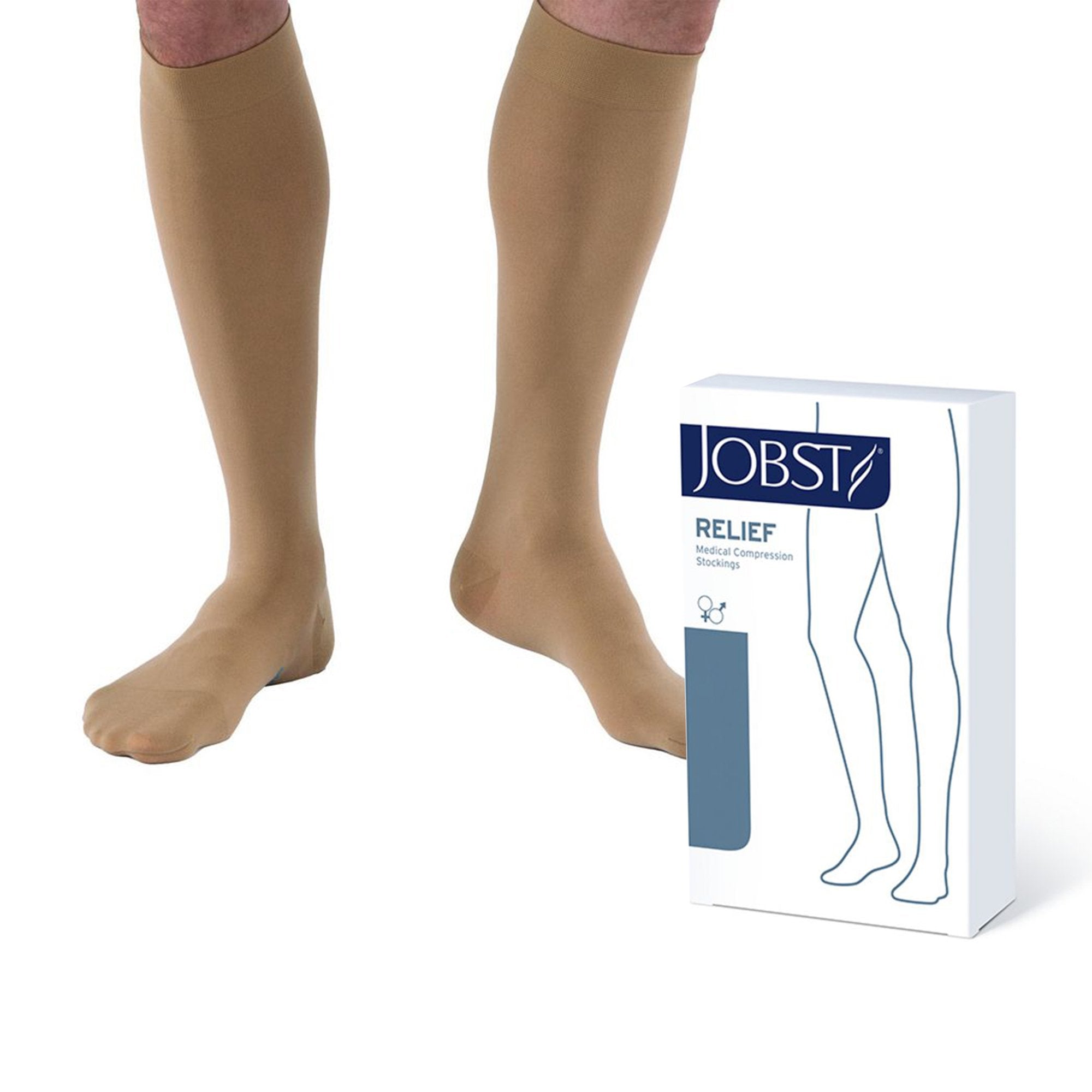 Compression Stocking Jobst® Relief Knee High Large Beige Closed Toe