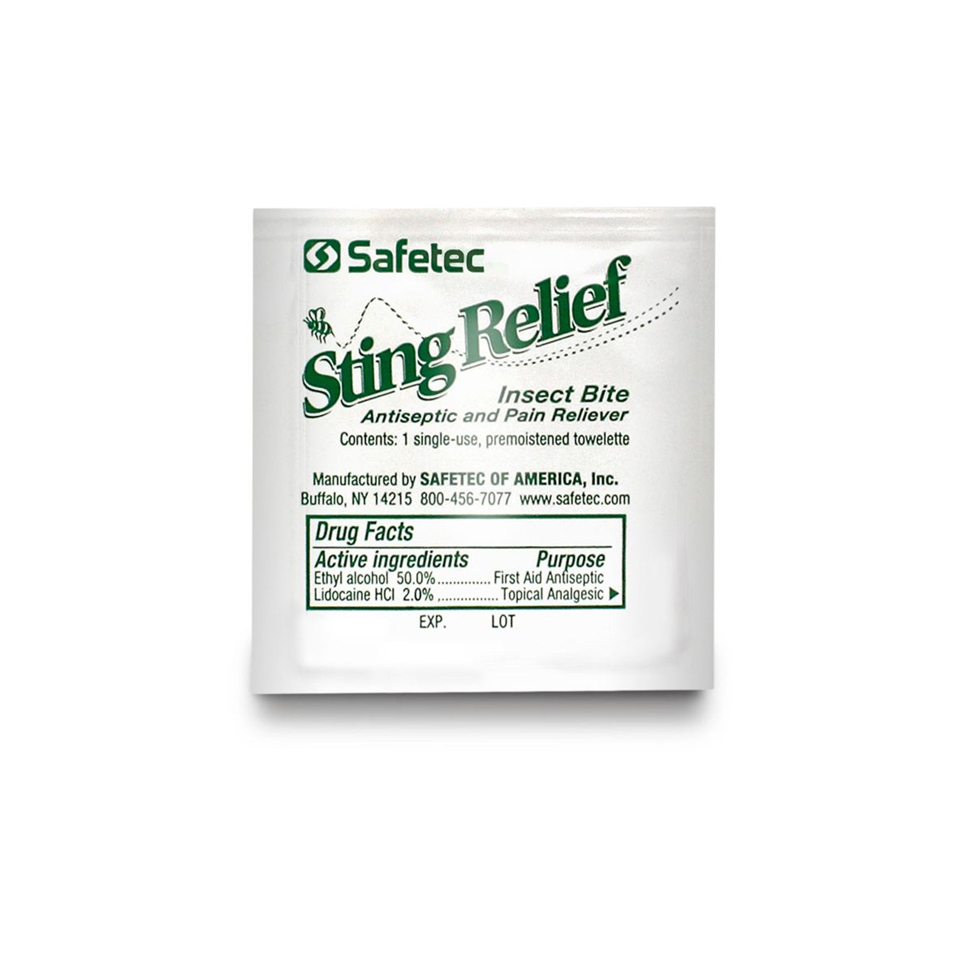Sting and Bite Relief Ethyl Alcohol / Lidocaine Safetec® Towelette Individual Packet - image 3