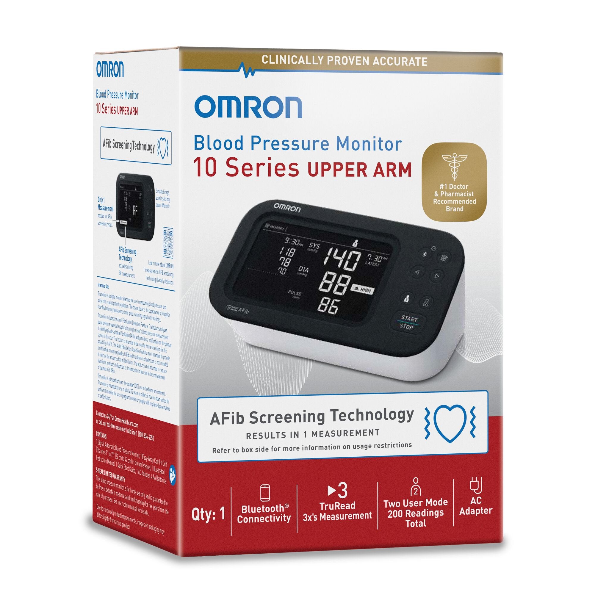 Digital Blood Pressure Monitor Omron 10 Series® Adult Cuff Nylon Cuff 9 to 17 Inch Desk Model - image 2