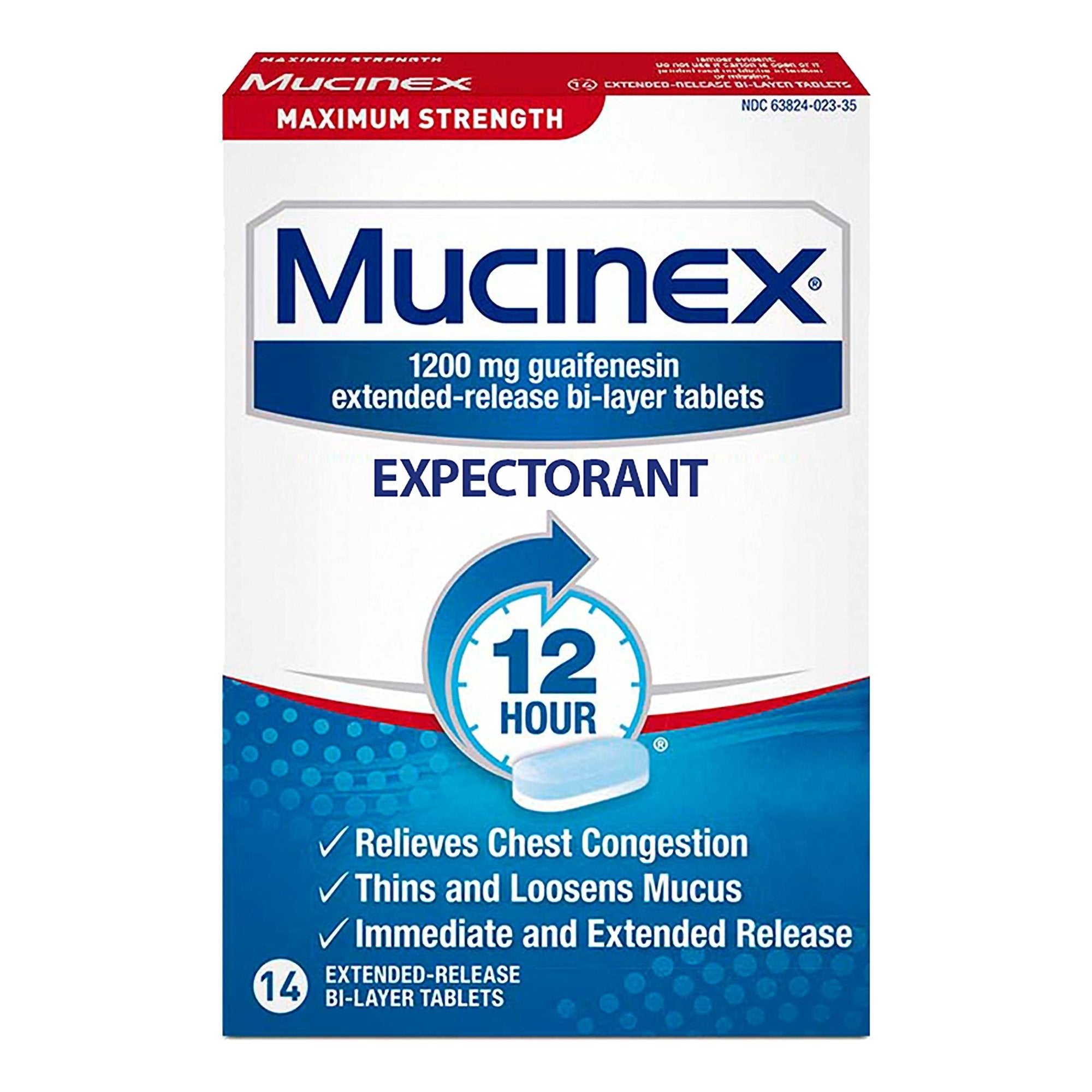 Cold and Cough Relief Mucinex® ER 1200 mg Strength Tablet 14 per Box