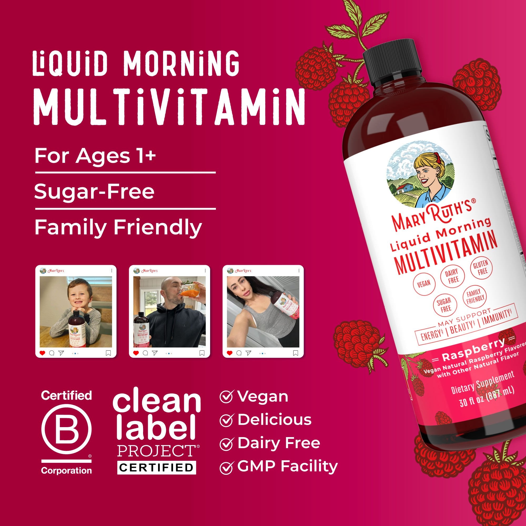 Dietary Supplement Mary Ruth's® Liquid Morning Multivitamin Vitamin A / C / D / E 80 mcg - 8 mg - 1.7 mcg - 1.5 mg Strength Liquid 30 oz. Raspberry Flavor - image 5