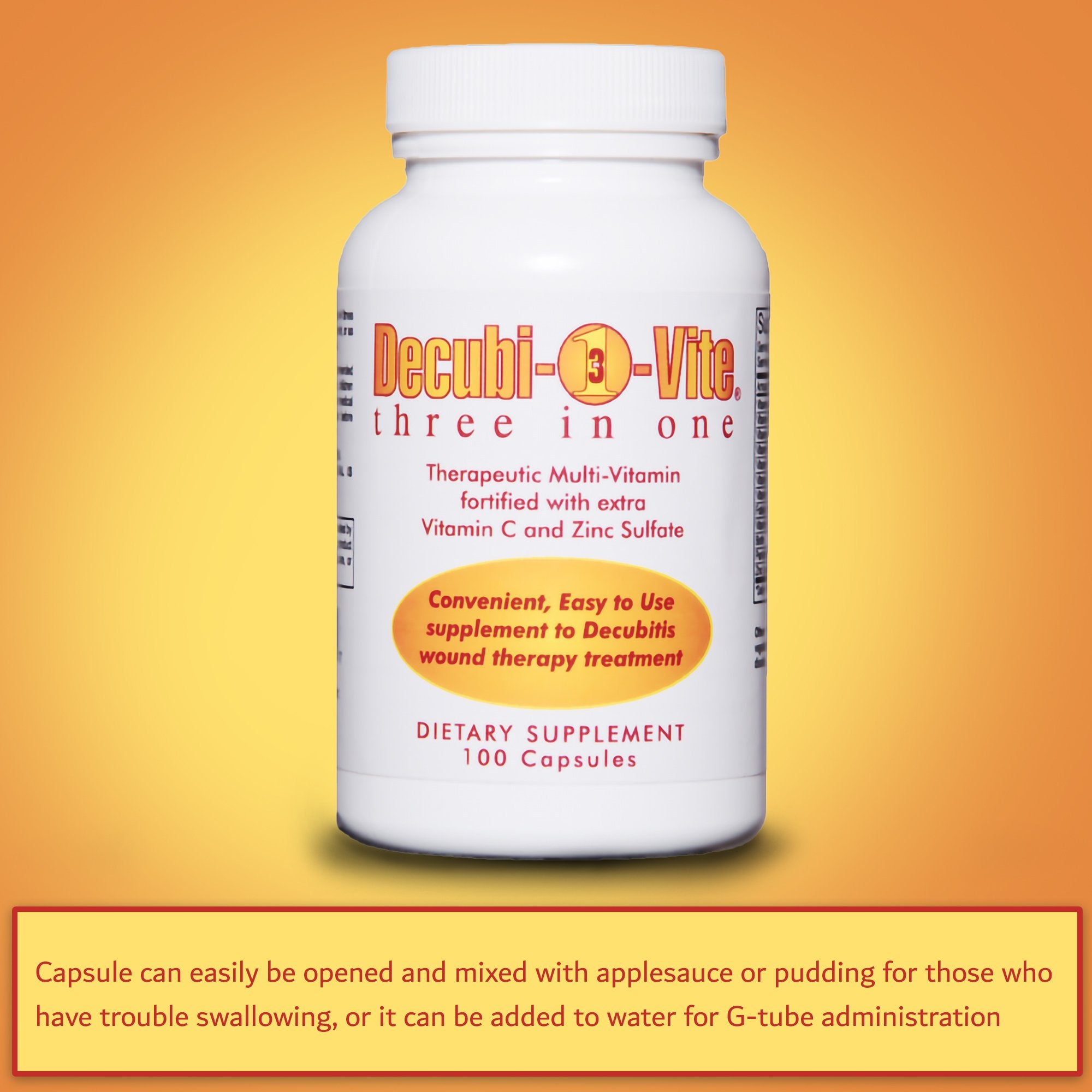 Multivitamin Supplement Decubivite® Three In One Vitamin / Minerals 500 mg Strength Capsule 100 per Bottle - image 4