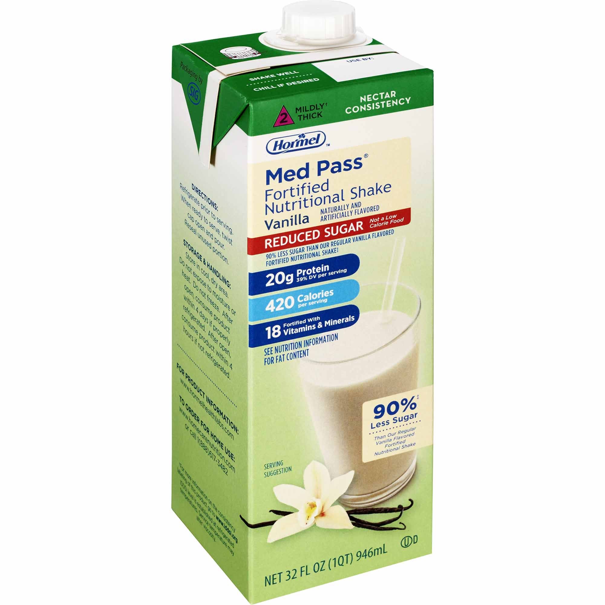 Oral Supplement Med Pass® Reduced Sugar Vanilla Flavor Liquid 32 oz. Carton - image 2