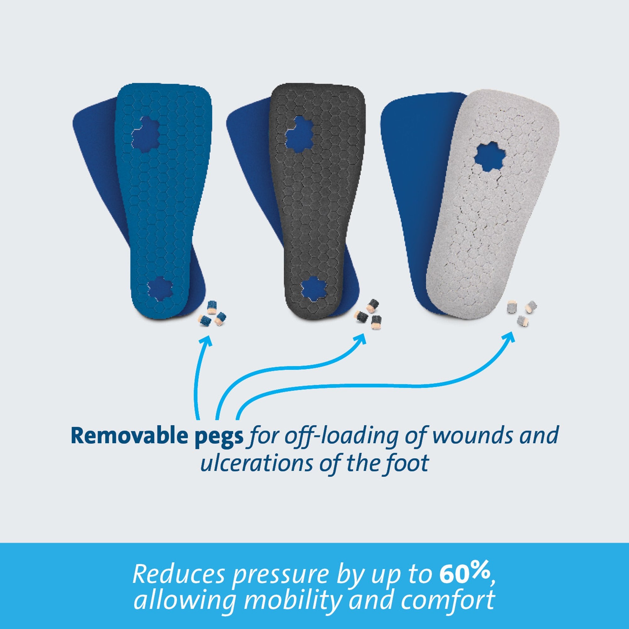 Insole Peg Assist™ Removable Pegs EVA / Foam / Poron Cover Women 8.5 to 10 Blue - image 3