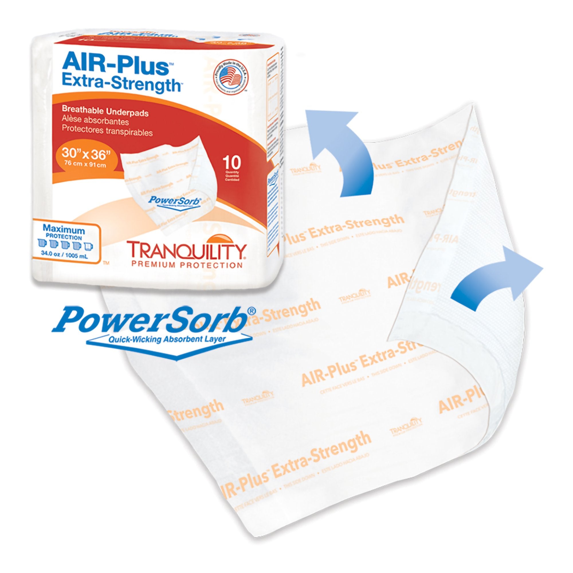 Disposable Underpad Tranquility® AIR-Plus Extra-Strength Low Air Loss 30 X 36 Inch Powersorb® Material Heavy Absorbency - image 3